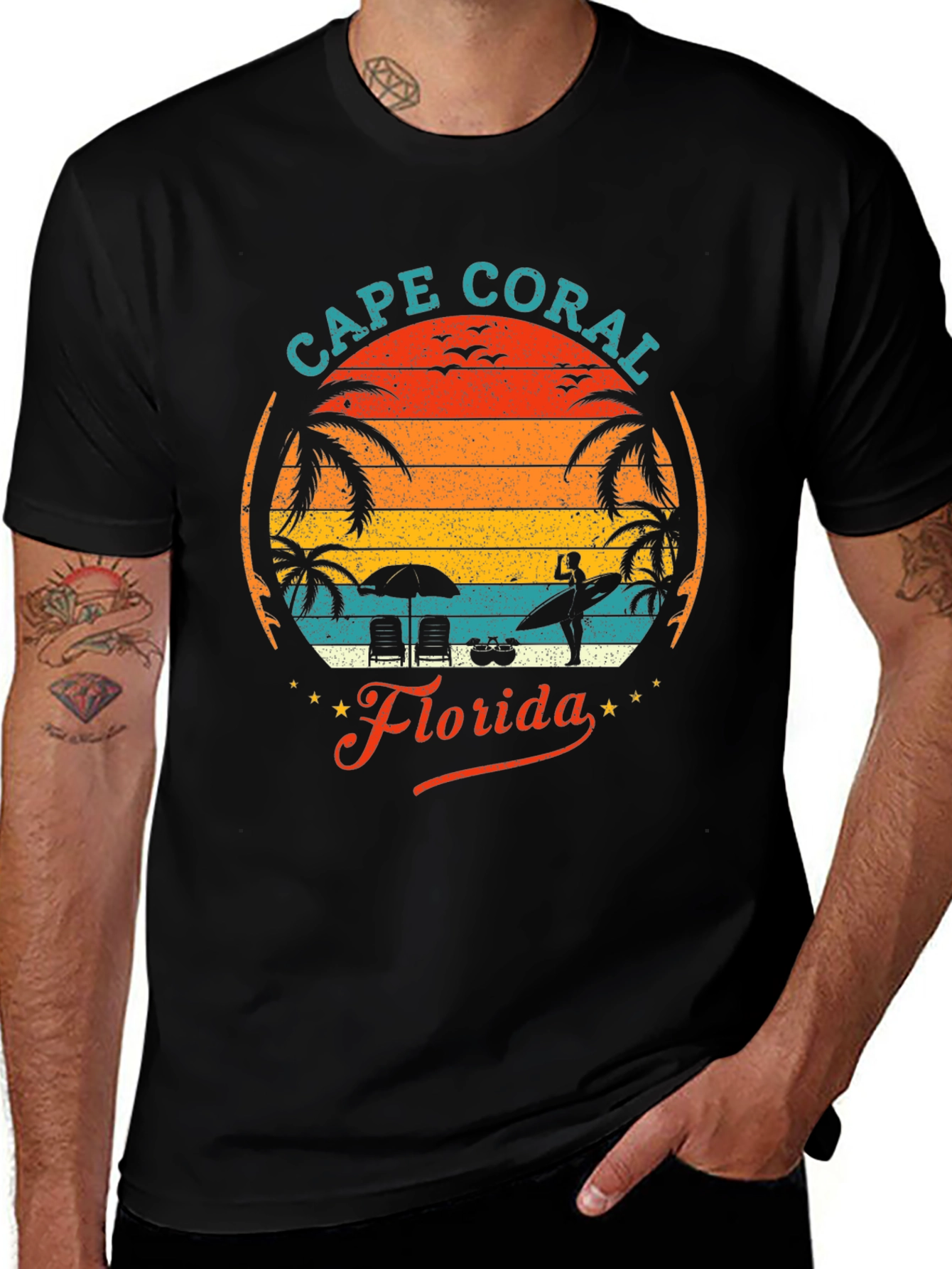 Cape Coral Florida Graphic T-Shirt Retro Beach Design