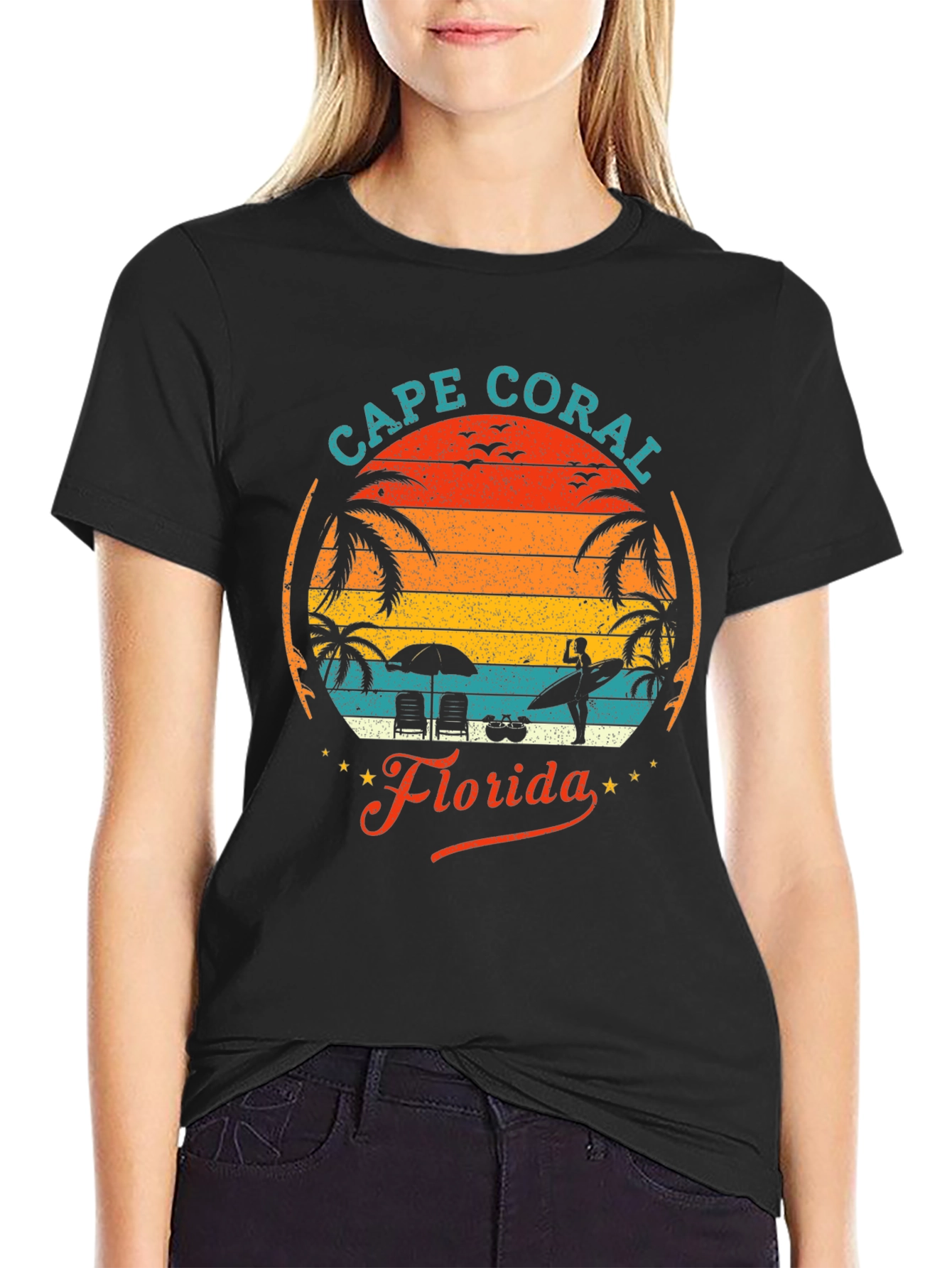 Cape Coral Florida Graphic T-Shirt Retro Beach Design