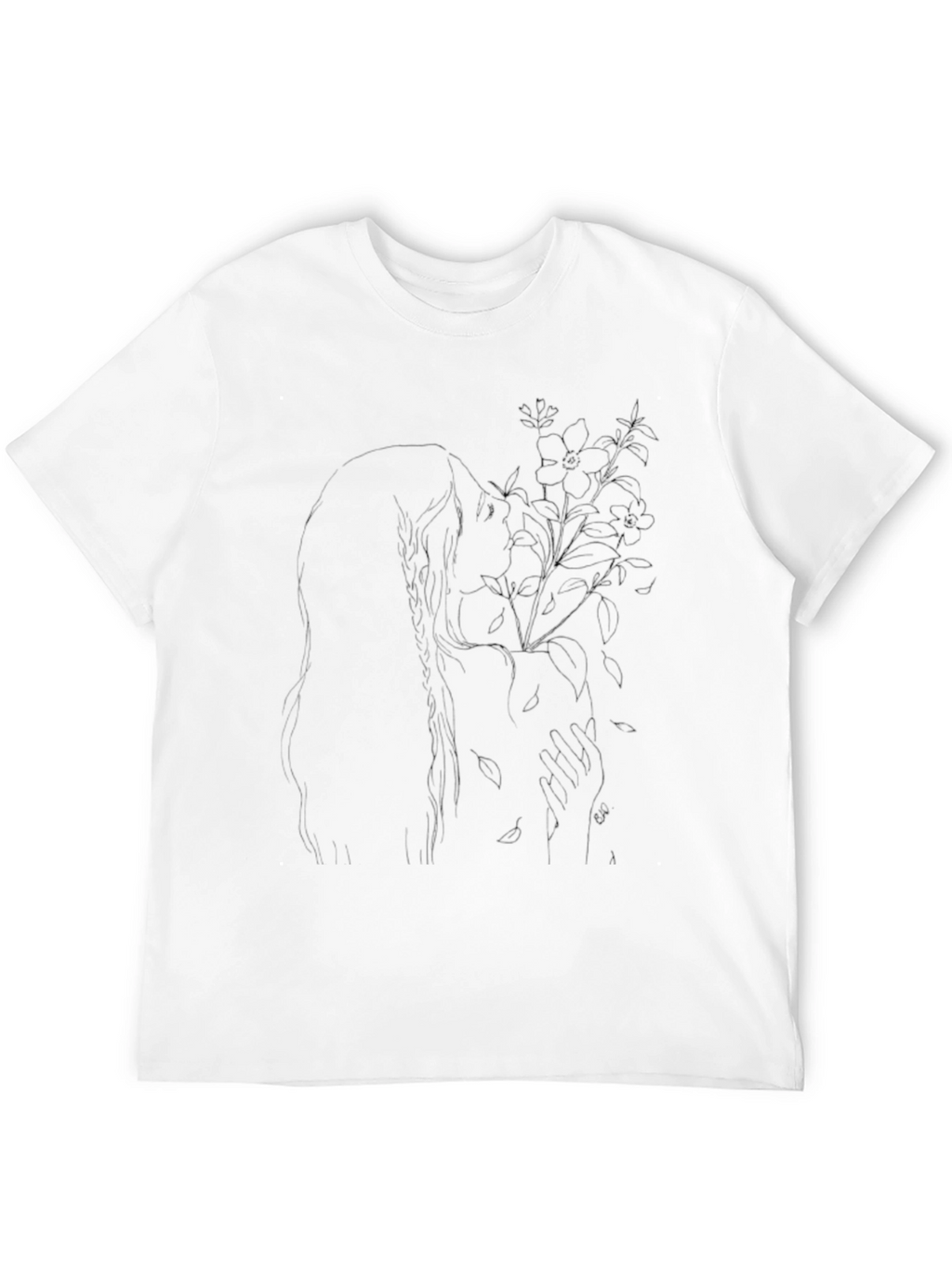 Artistic Floral Silhouette Black T-Shirt