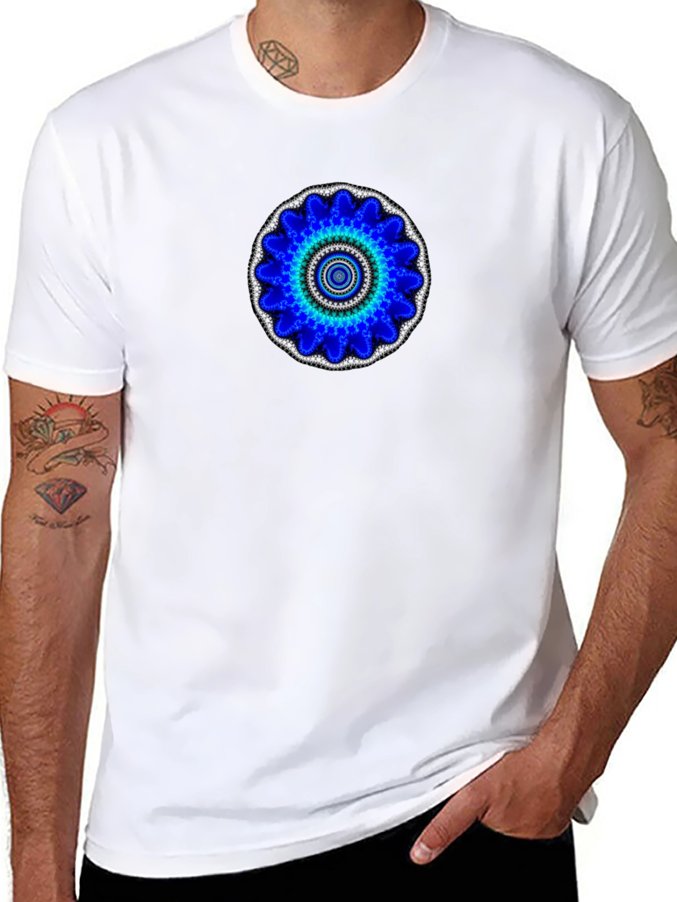 Blue Mandala Graphic Print T-Shirt