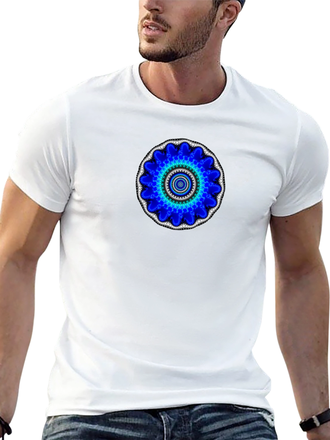 Blue Mandala Graphic Print T-Shirt