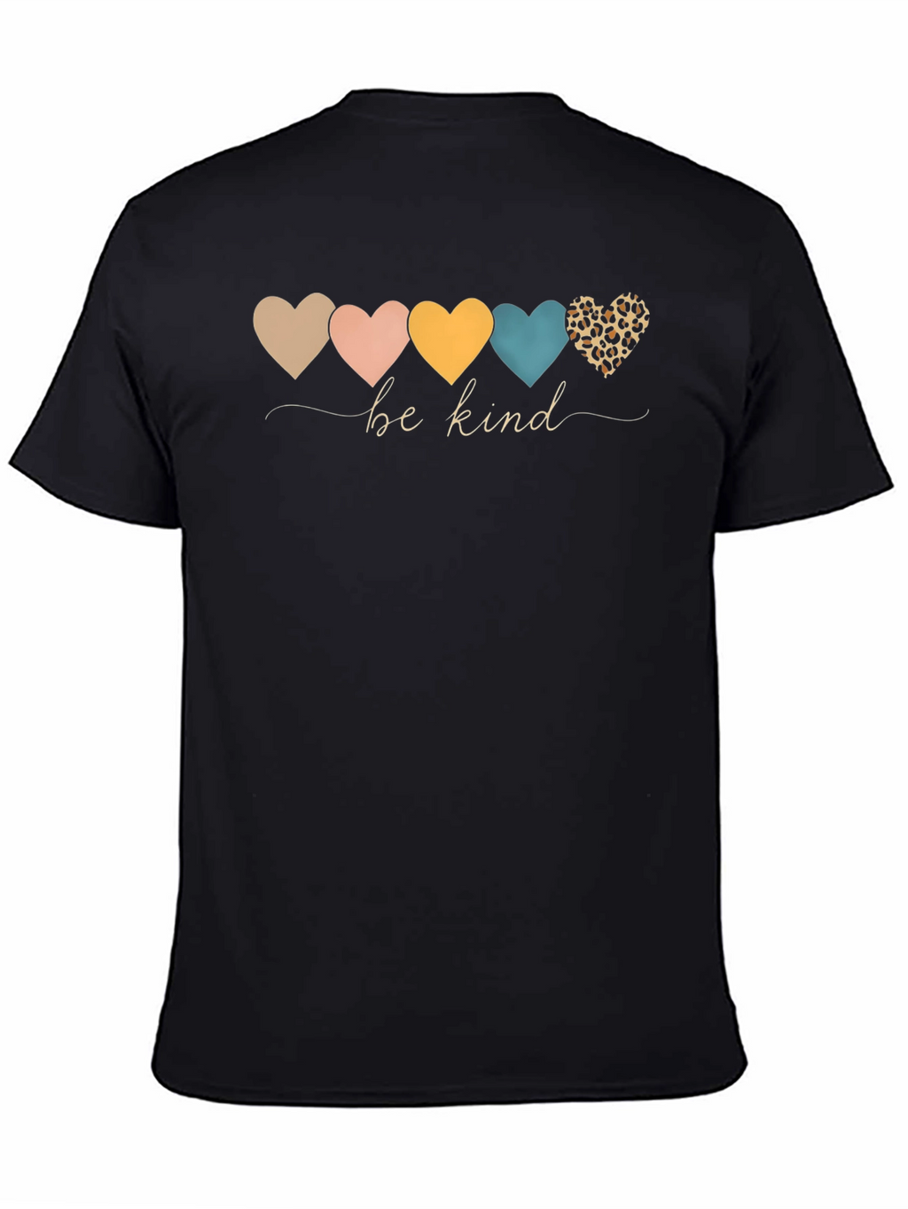 Be Kind Heart Print Black Crew Neck T-Shirt