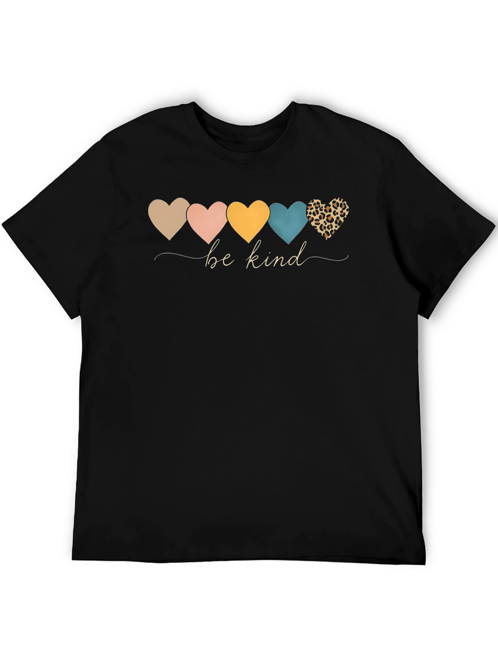 Be Kind Heart Print Black Crew Neck T-Shirt