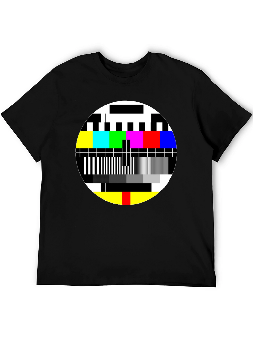 Retro TV Test Pattern Graphic T-Shirt - Black