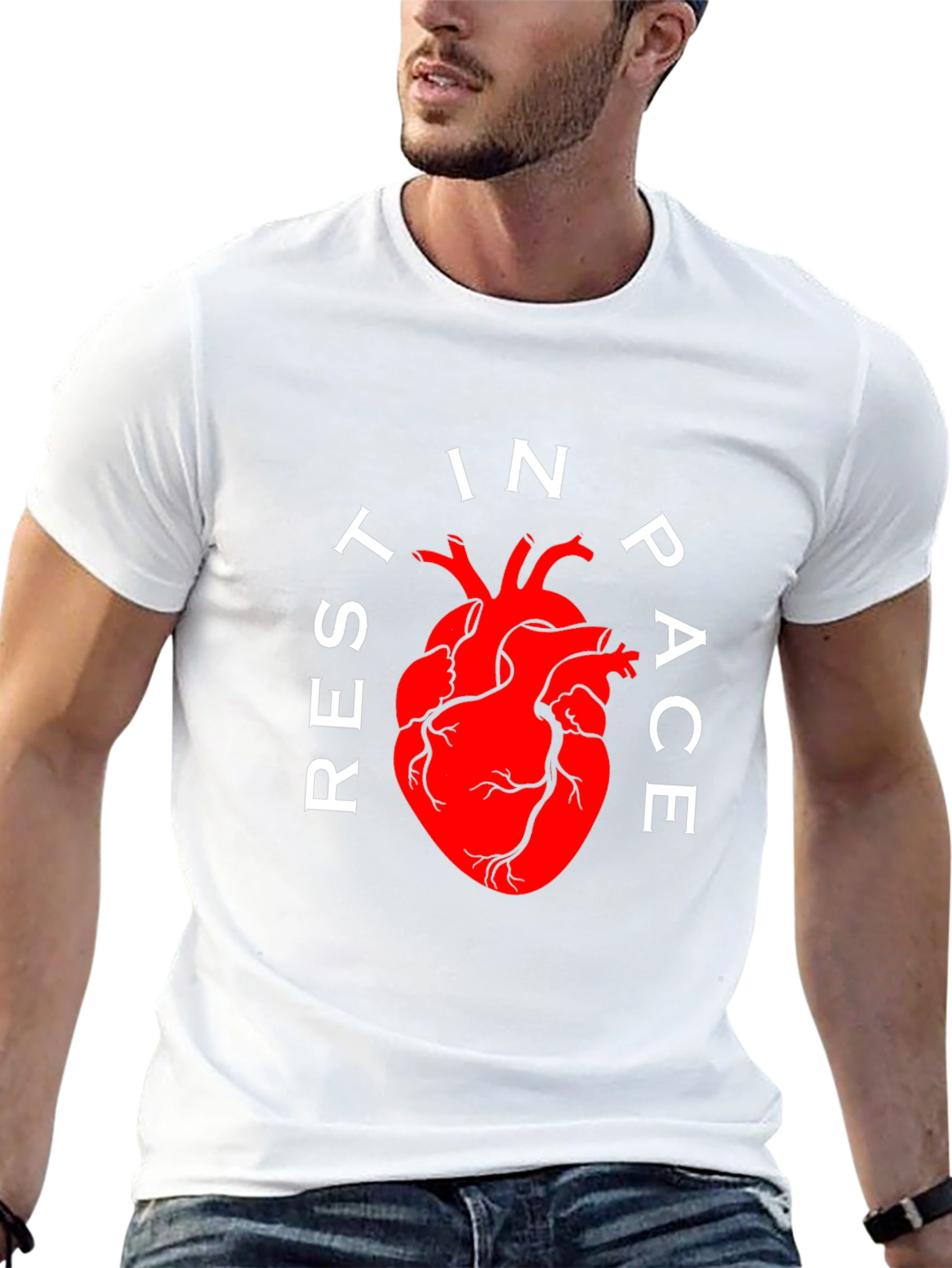 Rest In Peace Anatomical Heart Black T-Shirt