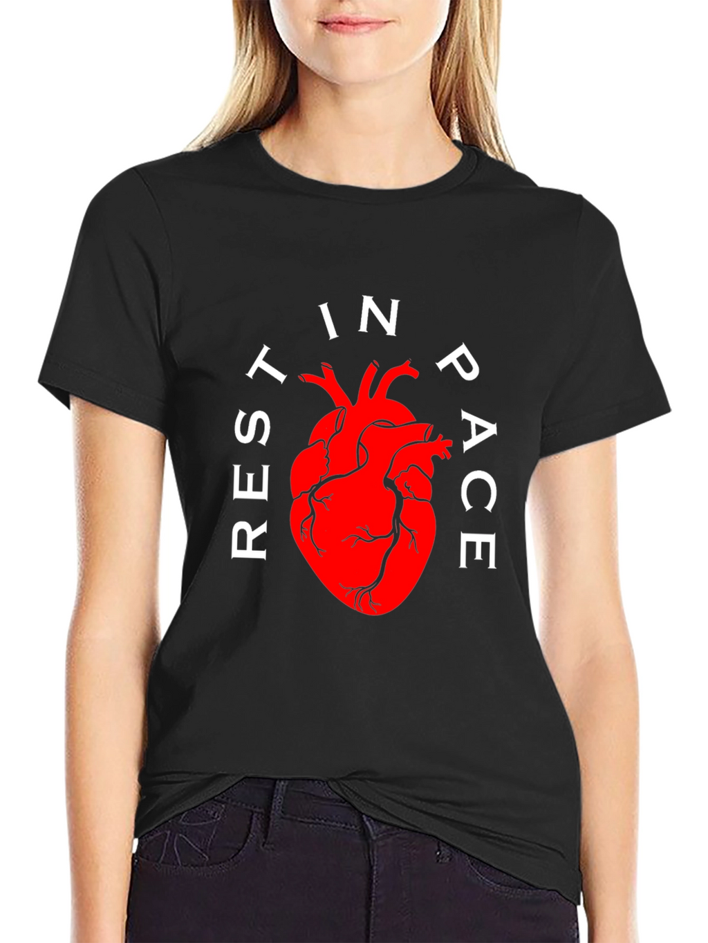 Rest In Peace Anatomical Heart Black T-Shirt