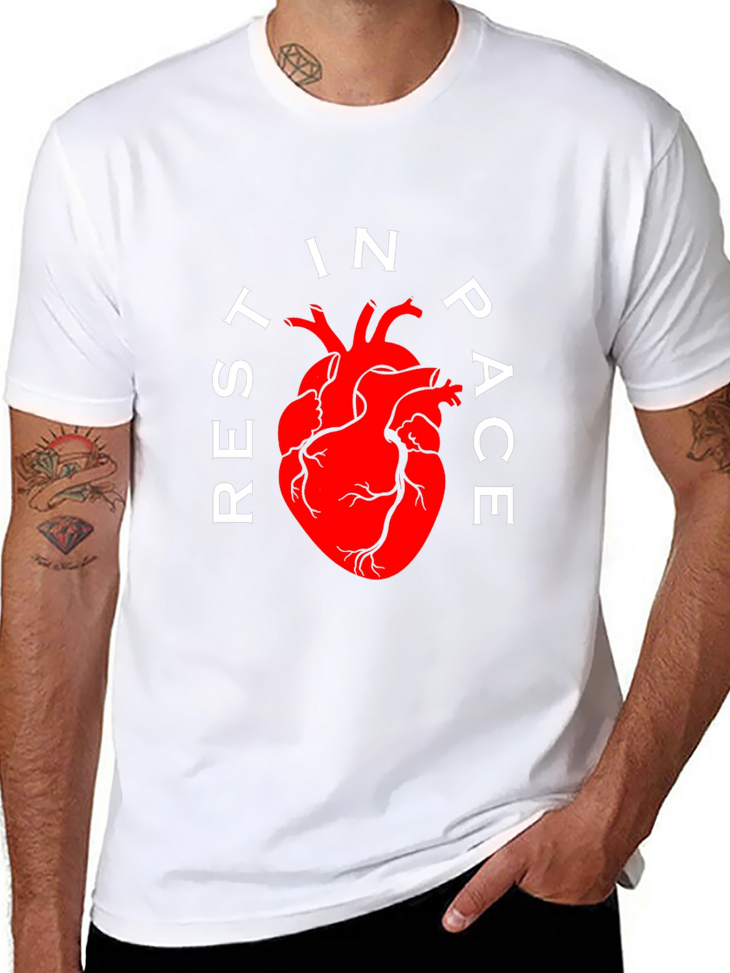Rest In Peace Anatomical Heart Black T-Shirt
