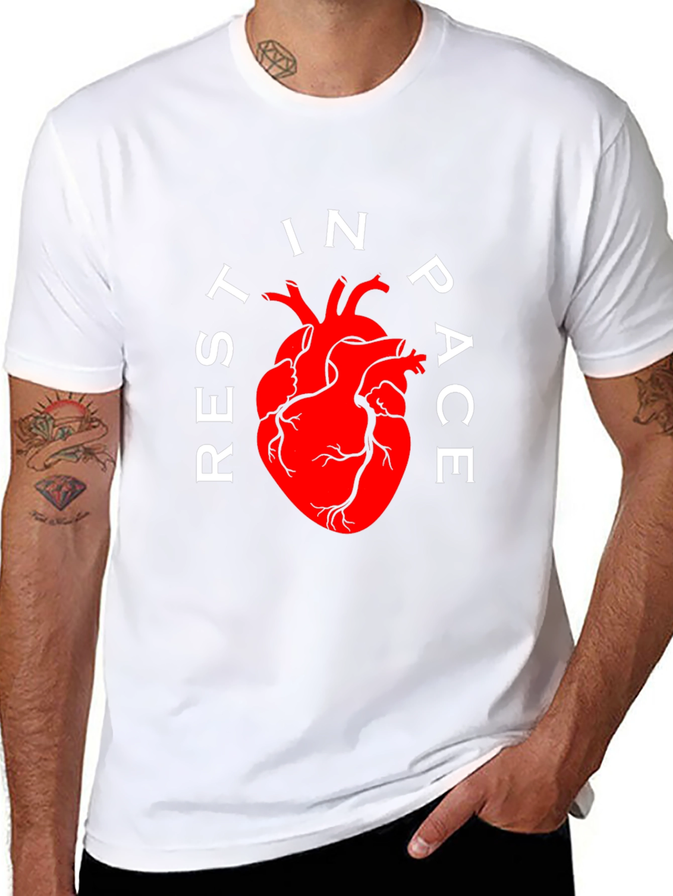 Rest In Peace Anatomical Heart Black T-Shirt