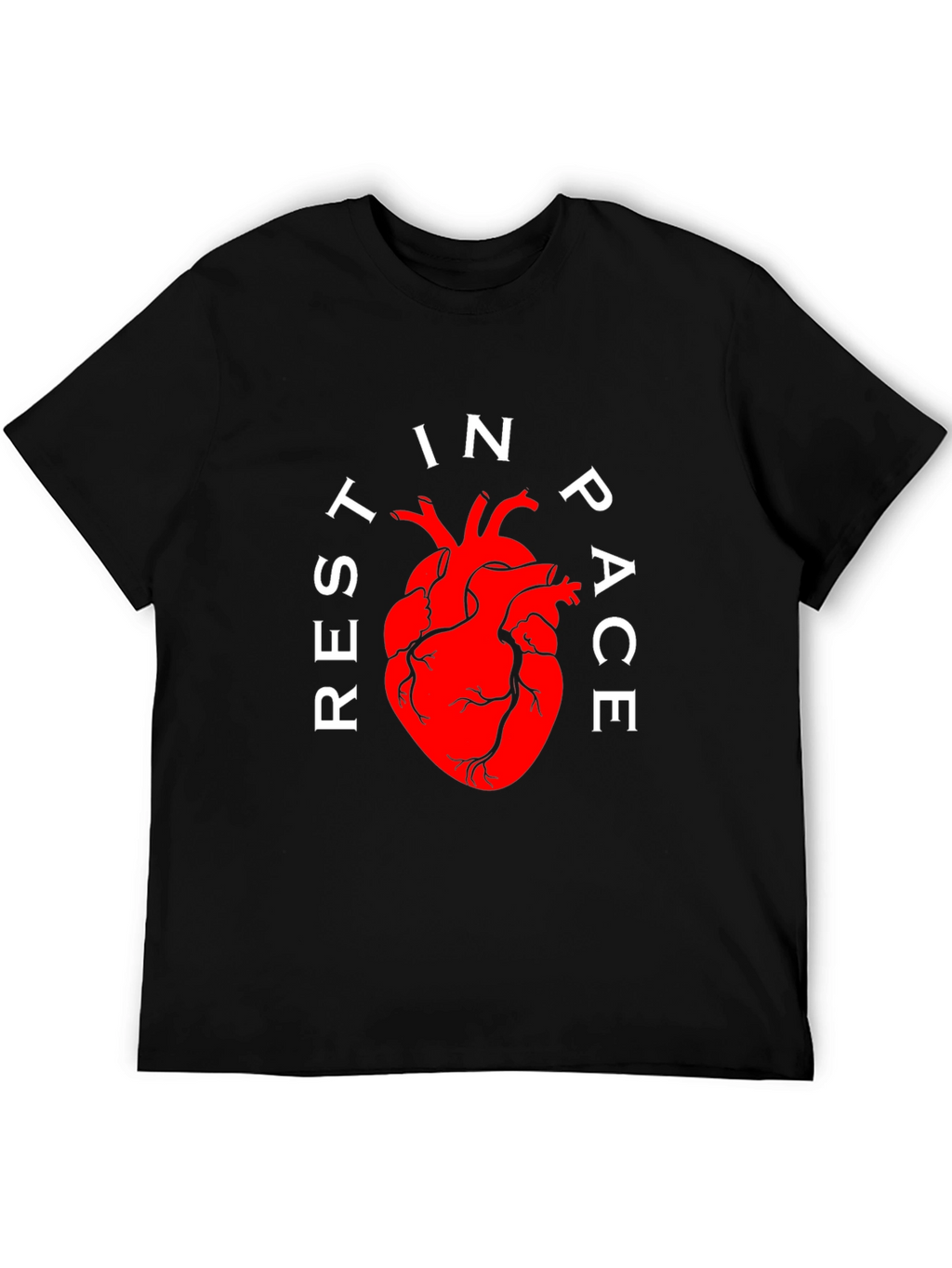 Rest In Peace Anatomical Heart Black T-Shirt