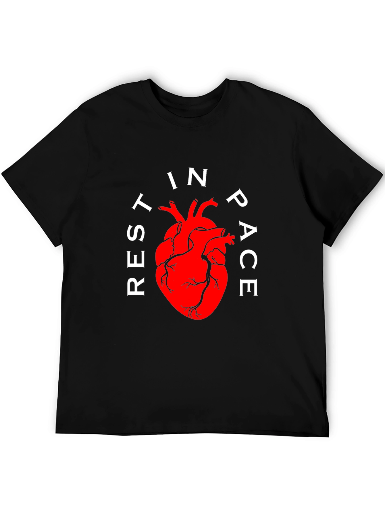 Rest In Peace Anatomical Heart Black T-Shirt
