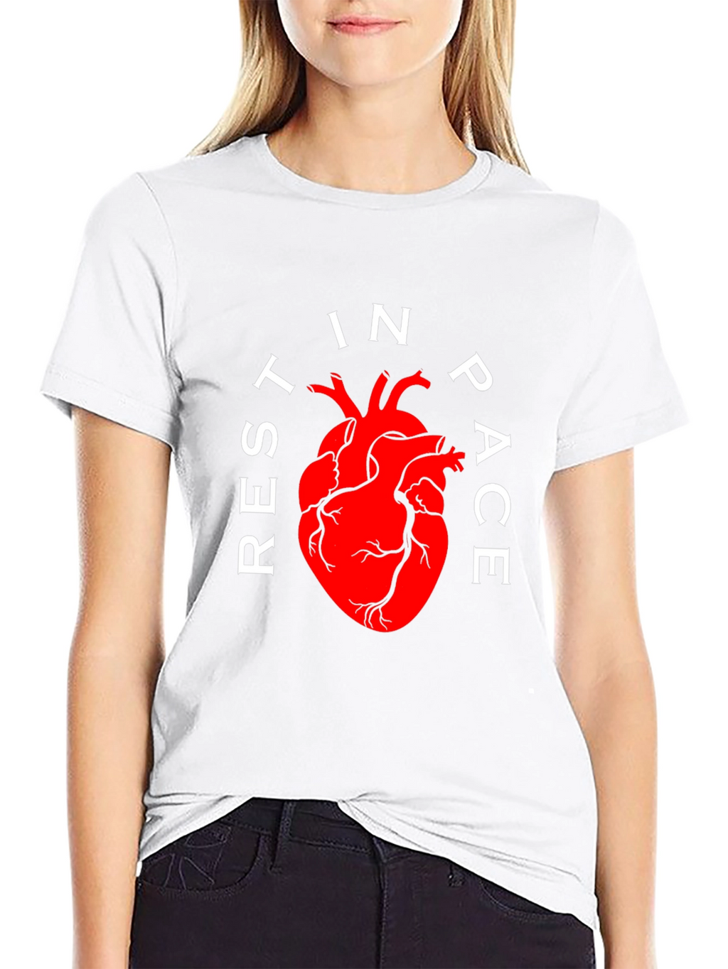 Rest In Peace Anatomical Heart Black T-Shirt