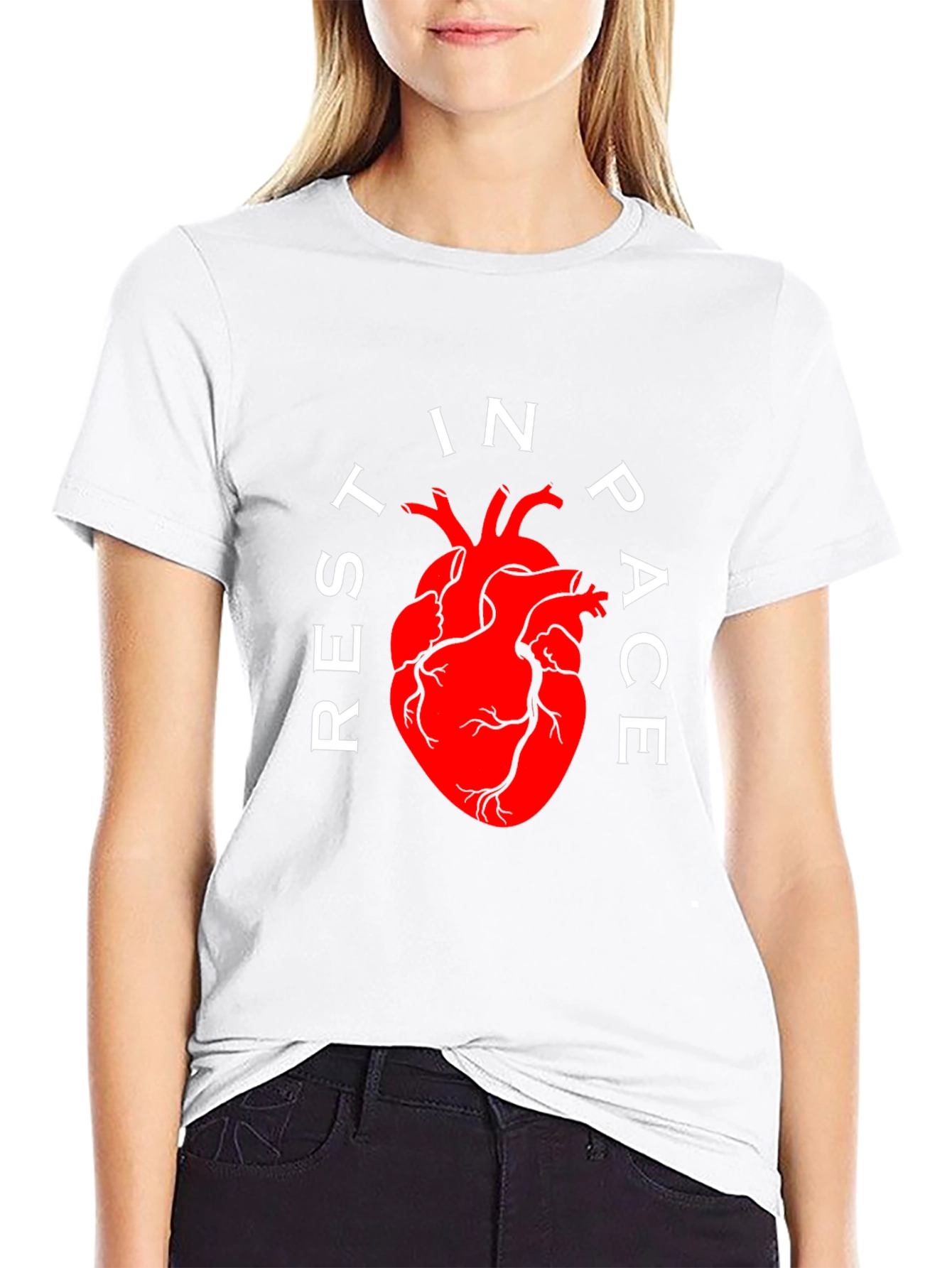 Rest In Peace Anatomical Heart Black T-Shirt