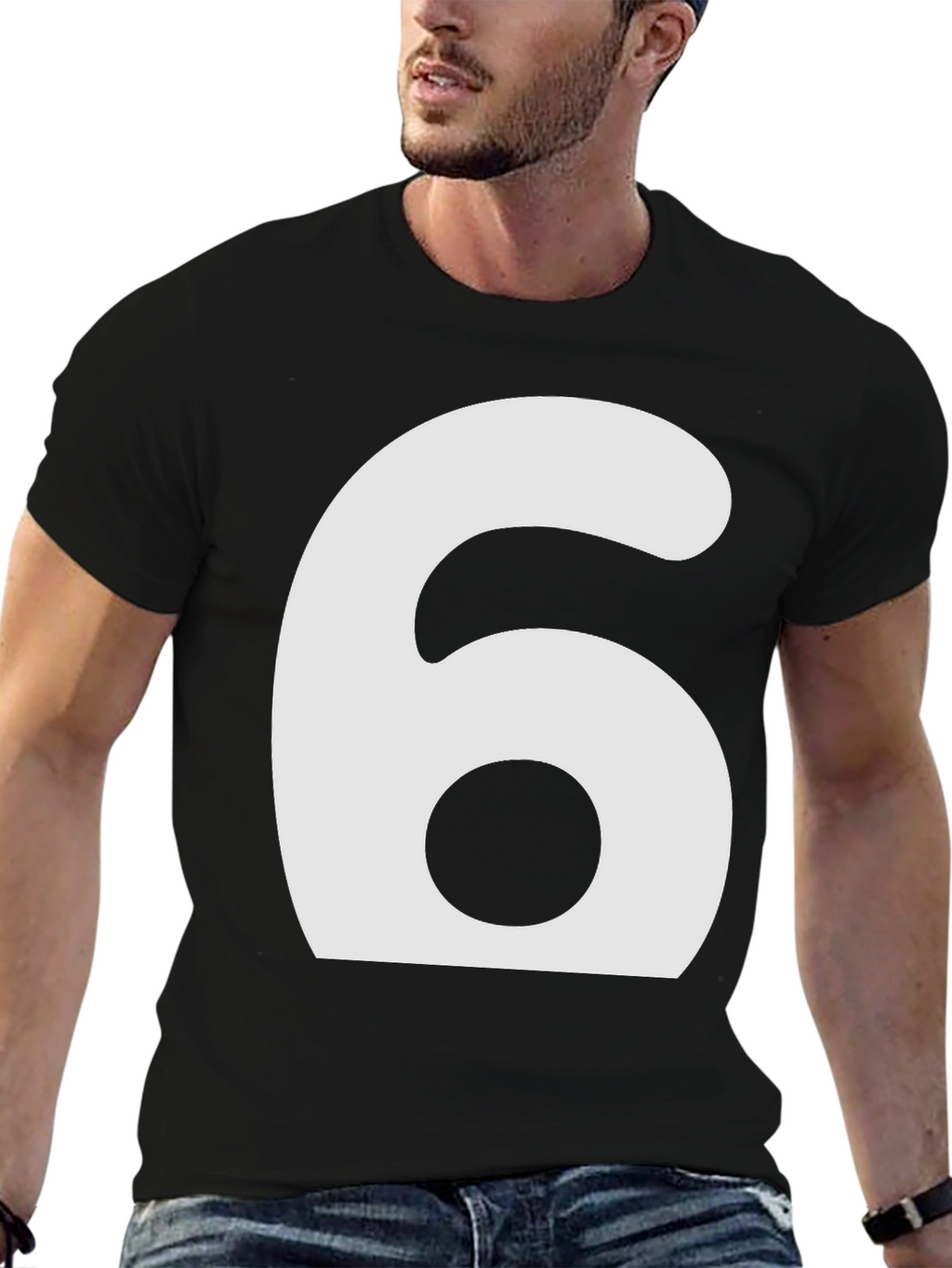 Mens Number 6 Graphic T-Shirt - Black