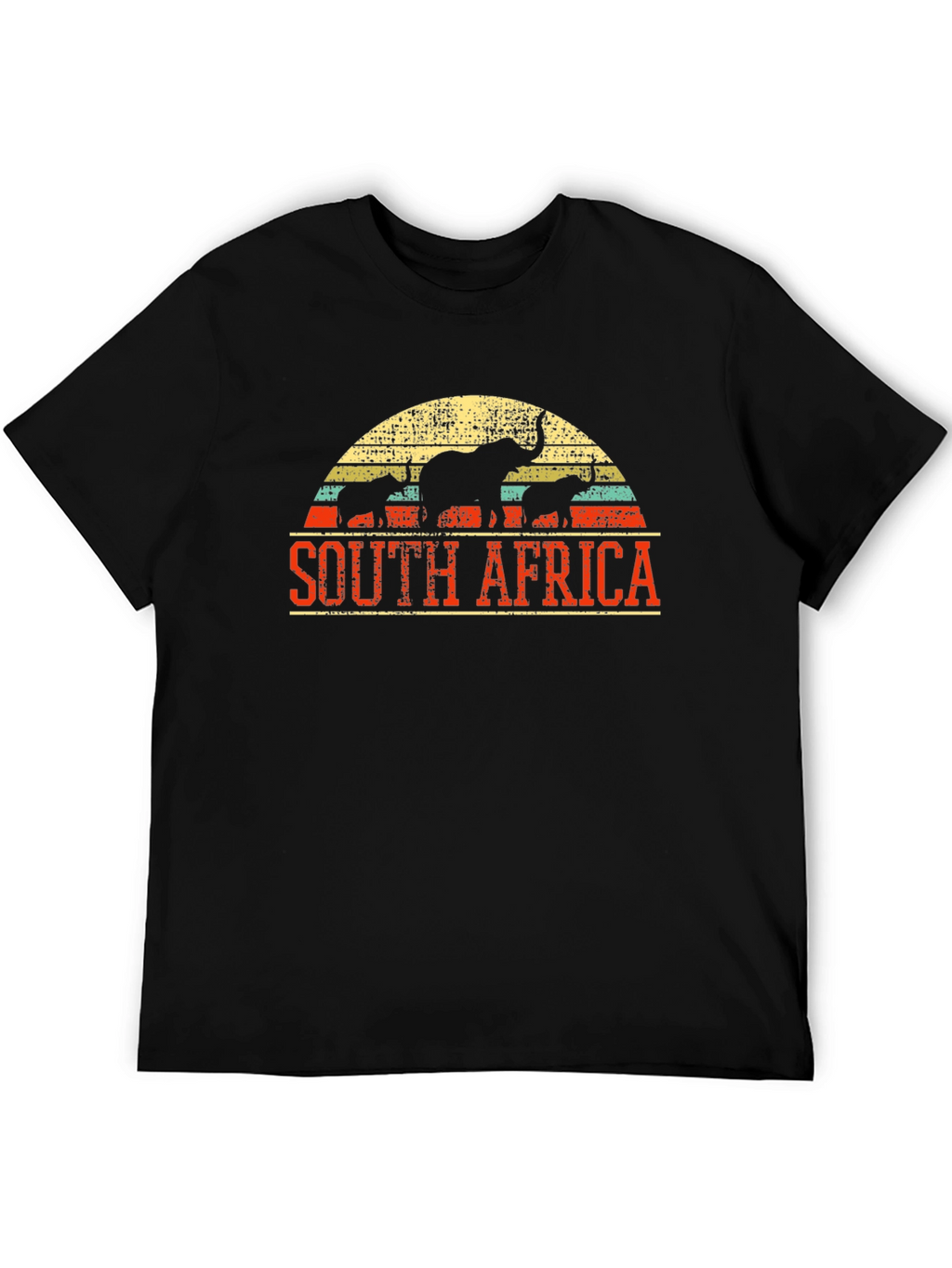 South Africa Elephant Graphic Tee - Black Cotton T-Shirt