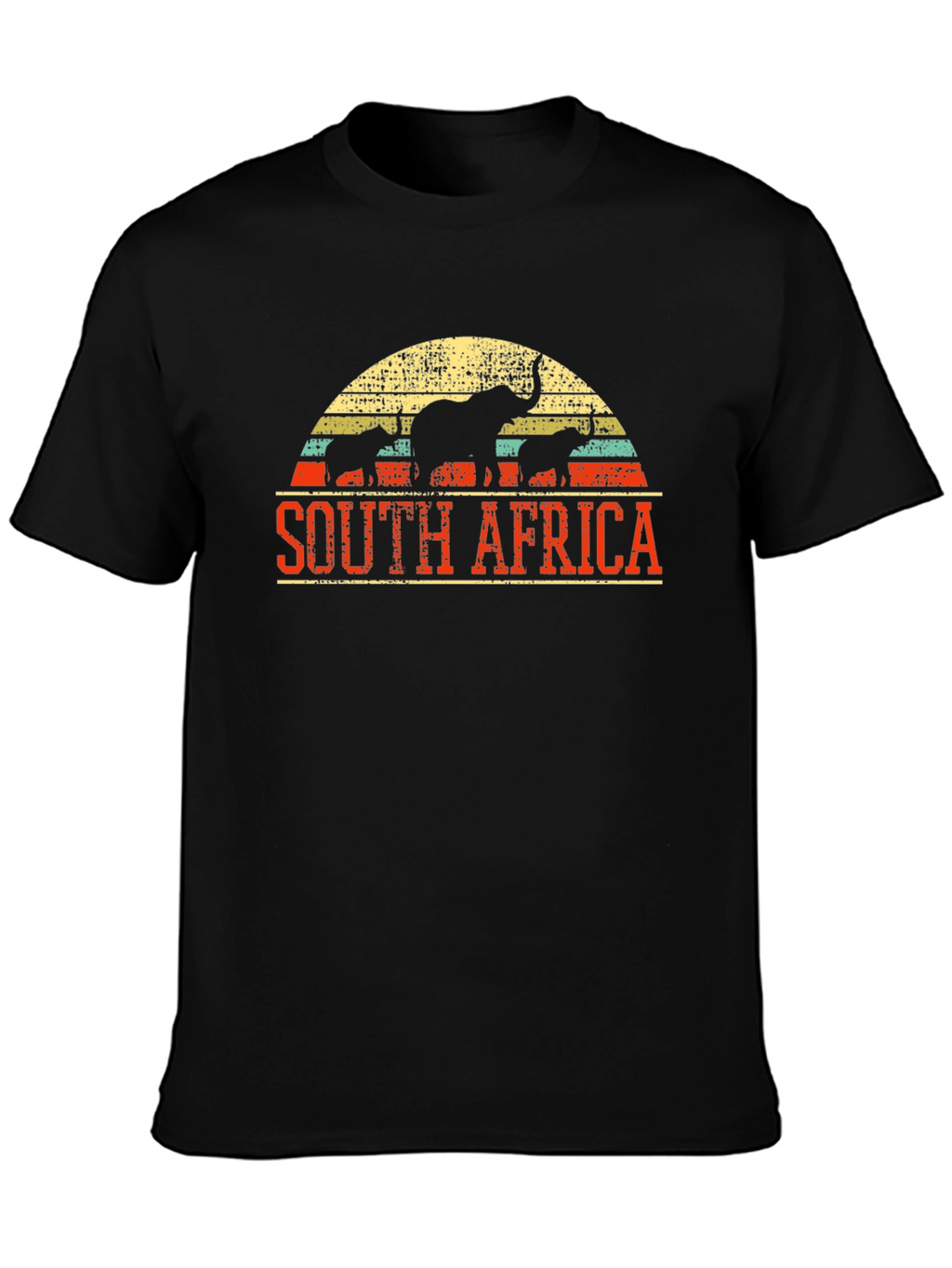 South Africa Elephant Graphic Tee - Black Cotton T-Shirt