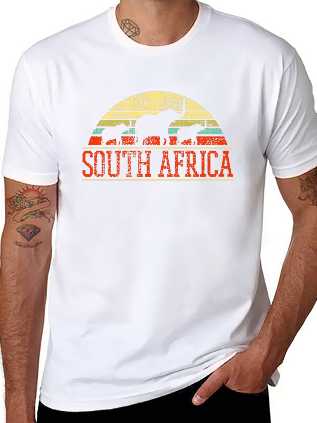 South Africa Elephant Graphic Tee - Black Cotton T-Shirt