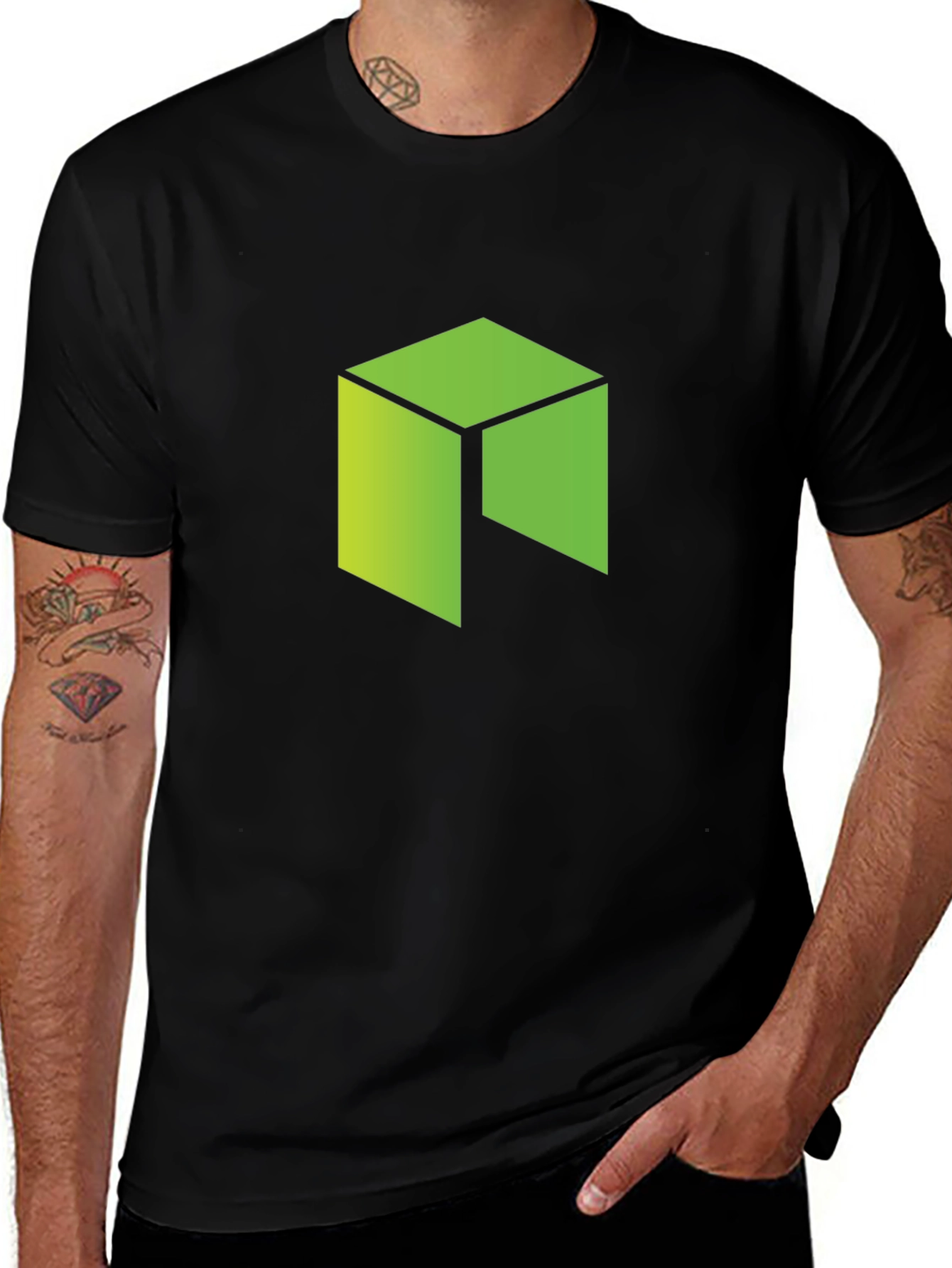 Geometric Graphic Print Black T-Shirt