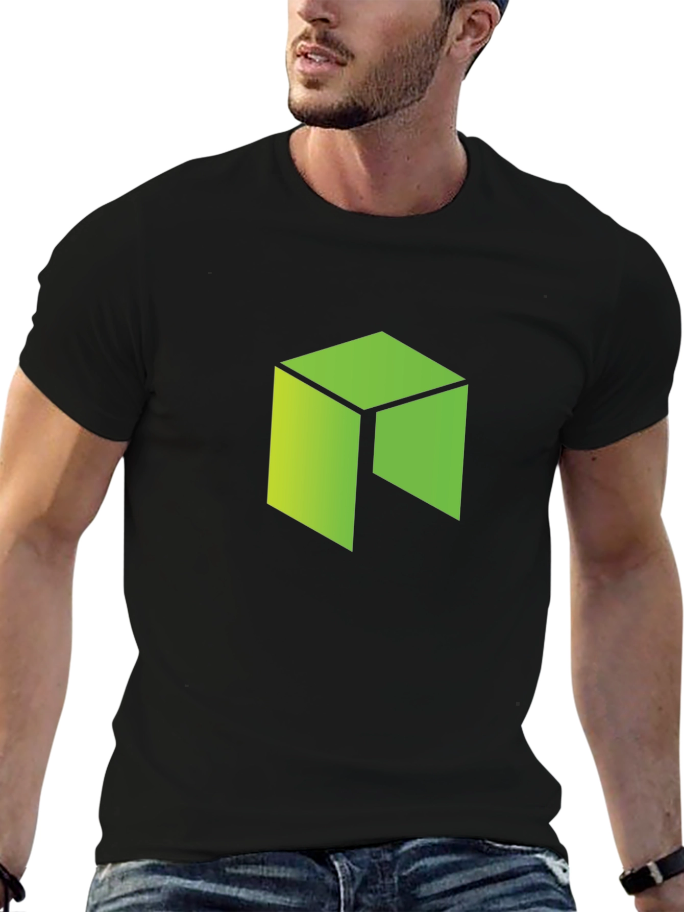 Geometric Graphic Print Black T-Shirt