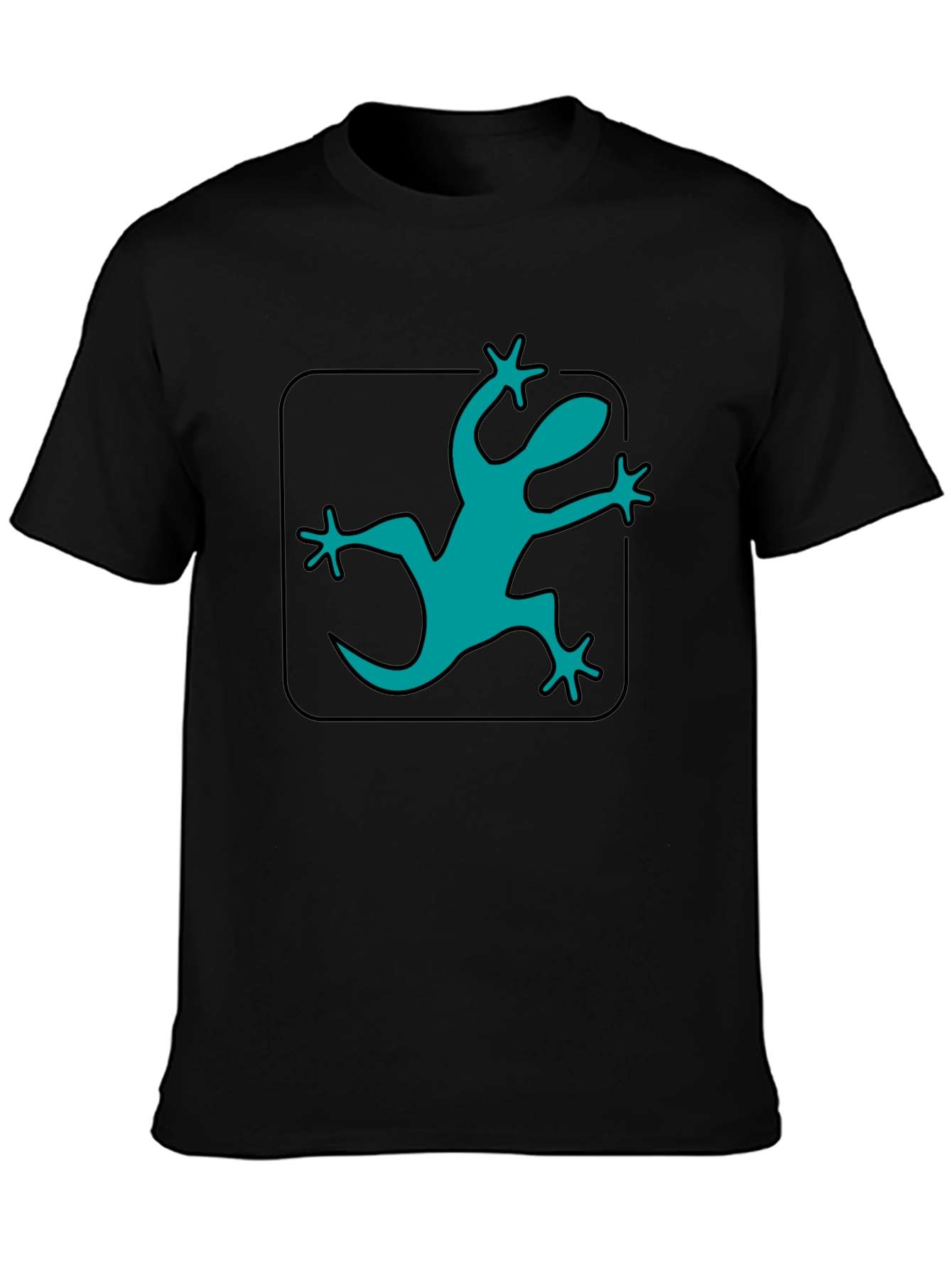 Teal Lizard Graphic Black T-Shirt