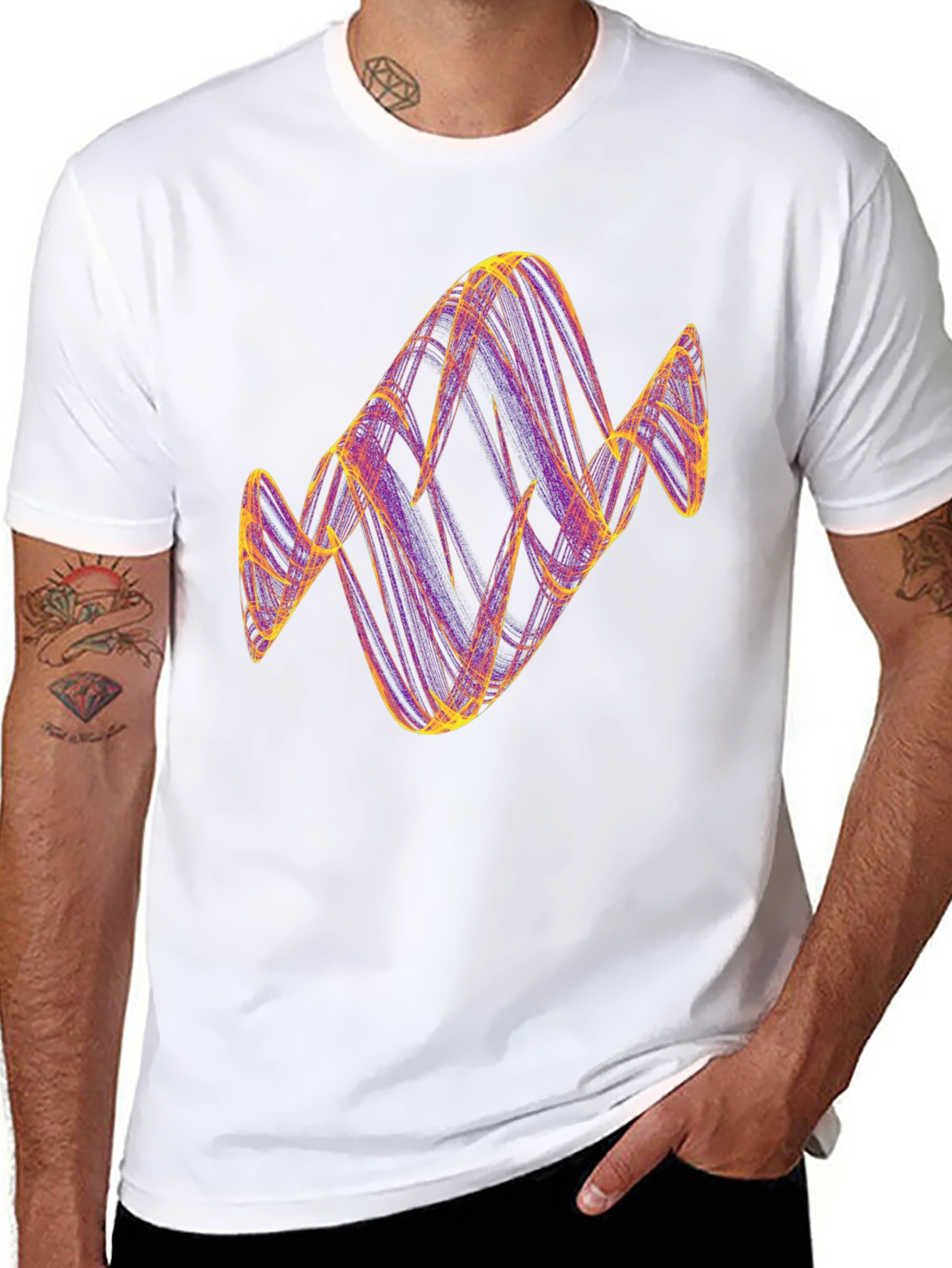 Abstract Line Art Graphic T-Shirt - Black