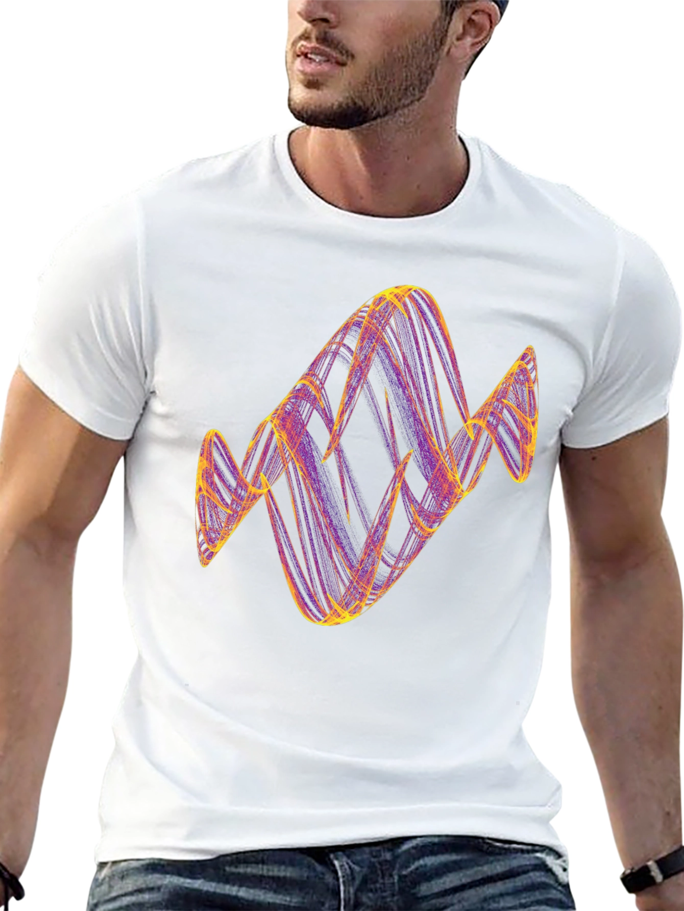 Abstract Line Art Graphic T-Shirt - Black