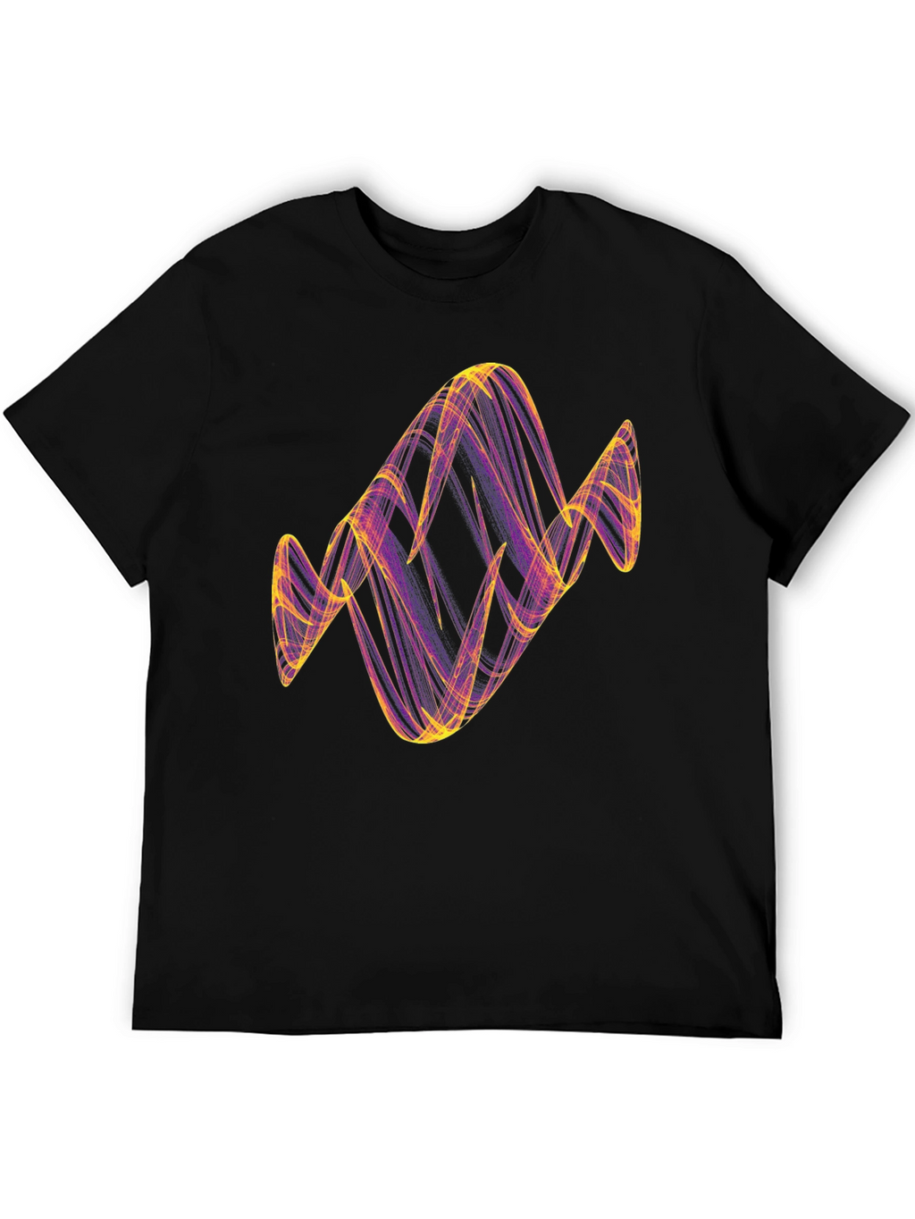 Abstract Line Art Graphic T-Shirt - Black