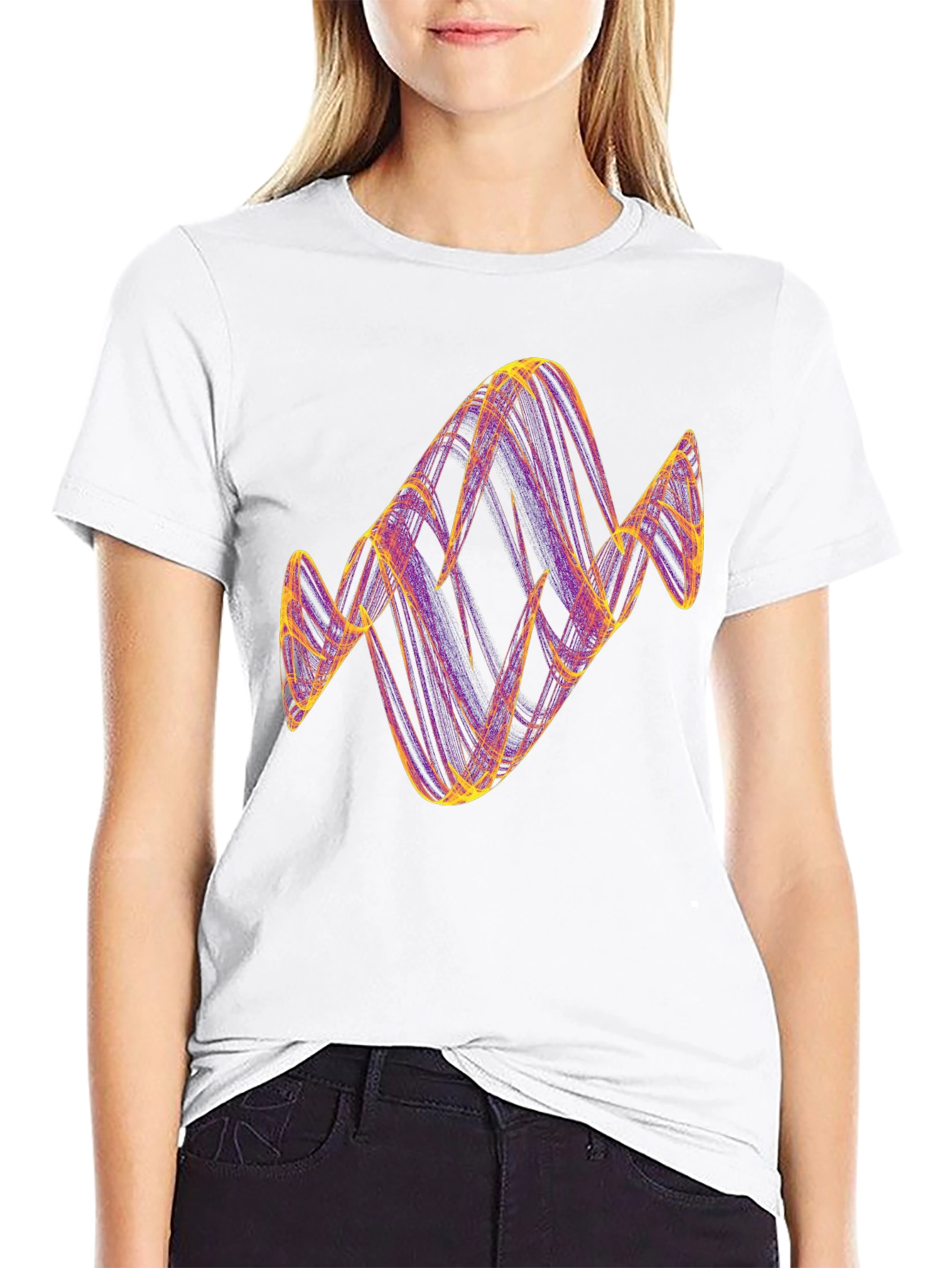 Abstract Line Art Graphic T-Shirt - Black