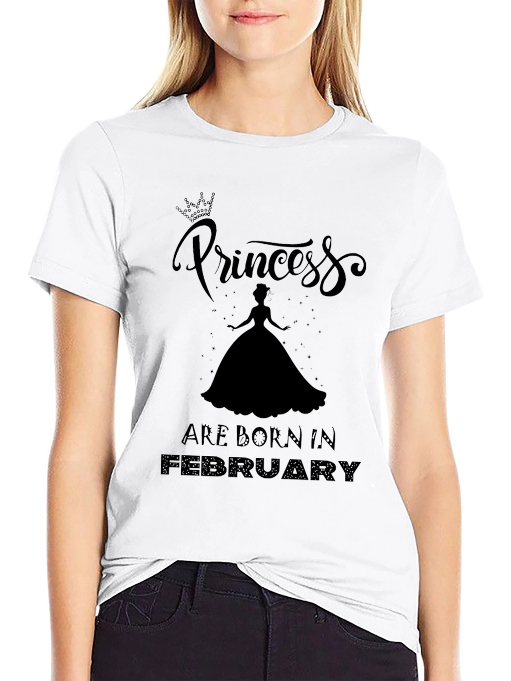 Princess Born in February Black T-Shirt