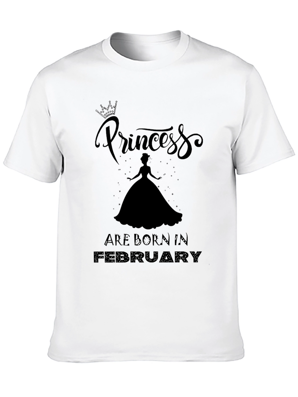 Princess Born in February Black T-Shirt
