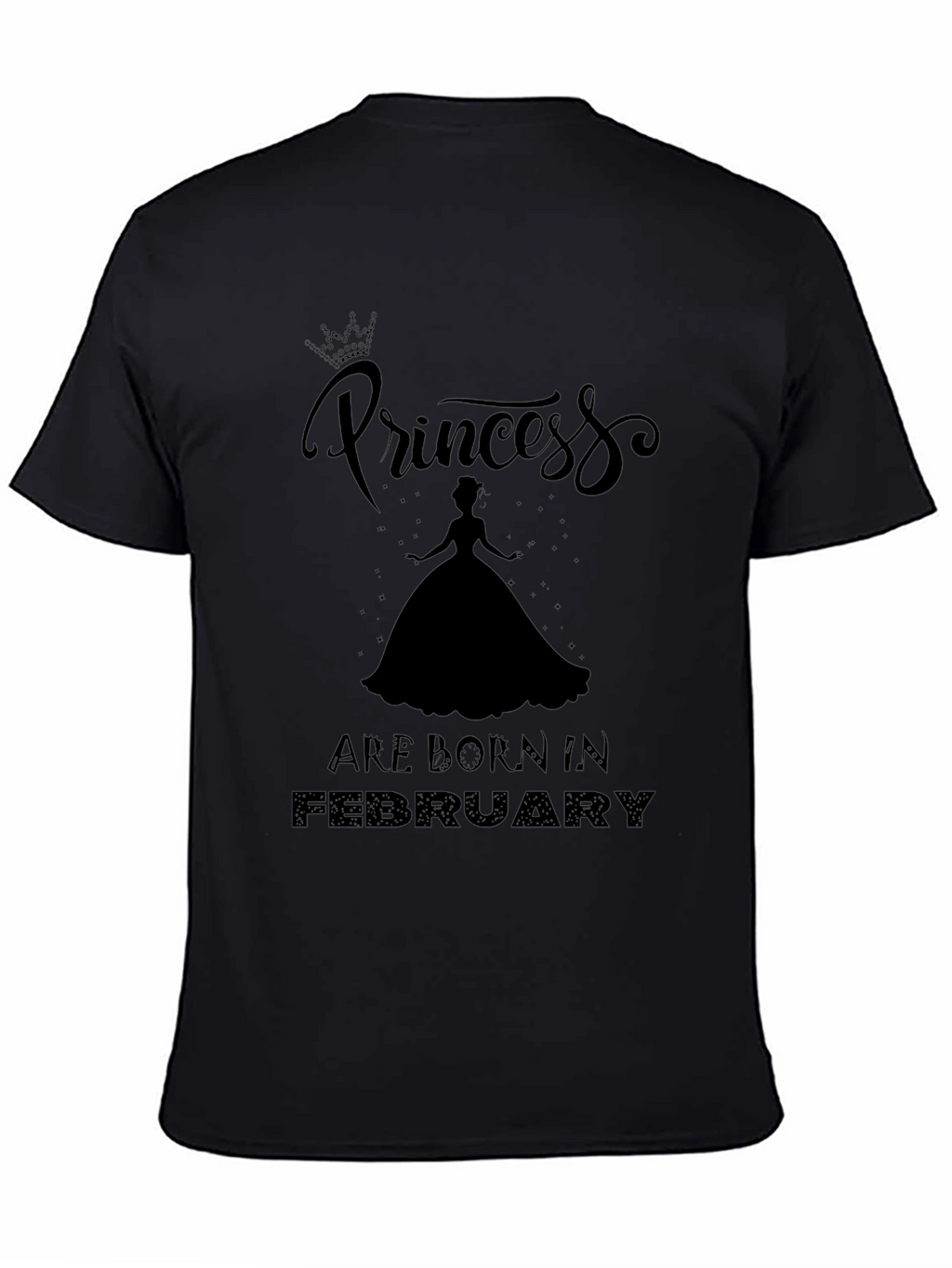 Princess Born in February Black T-Shirt