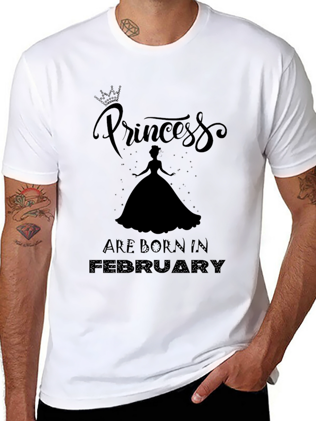 Princess Born in February Black T-Shirt