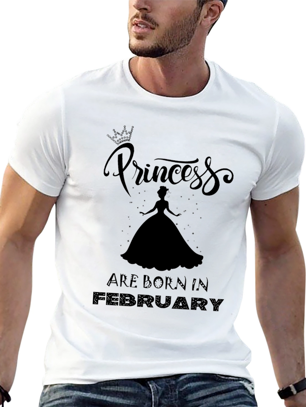 Princess Born in February Black T-Shirt
