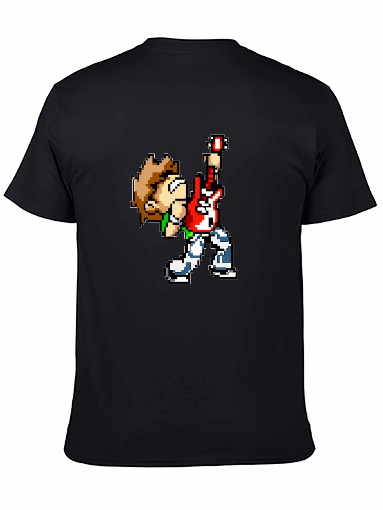 Pixel Art Rocker Black T-Shirt