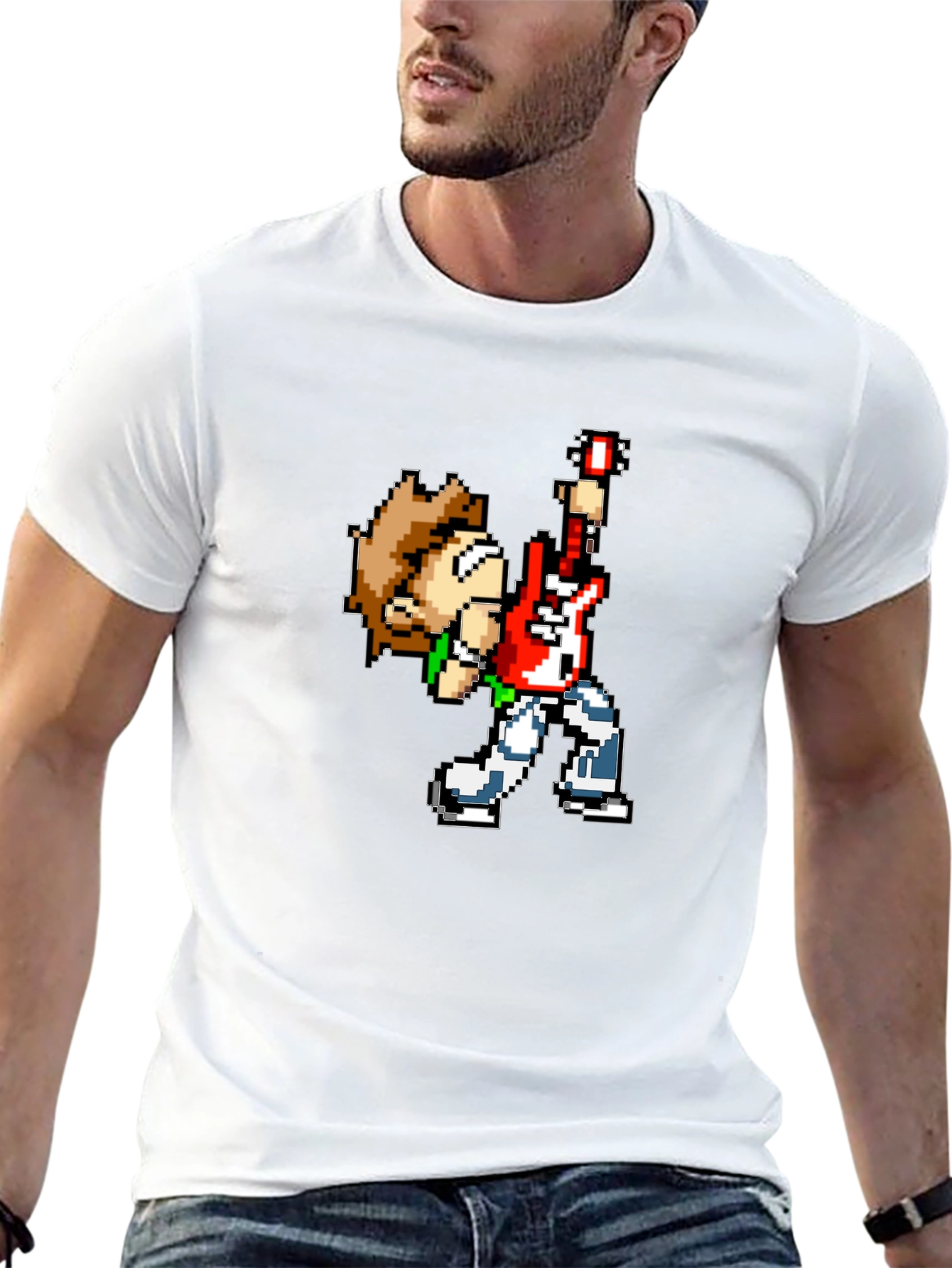 Pixel Art Rocker Black T-Shirt