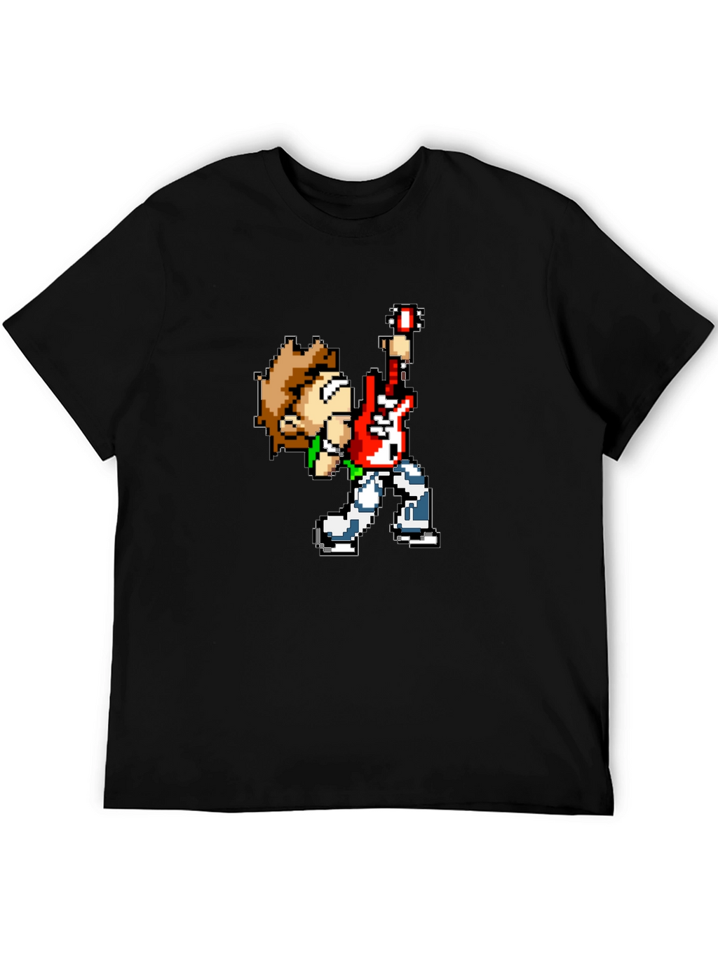 Pixel Art Rocker Black T-Shirt
