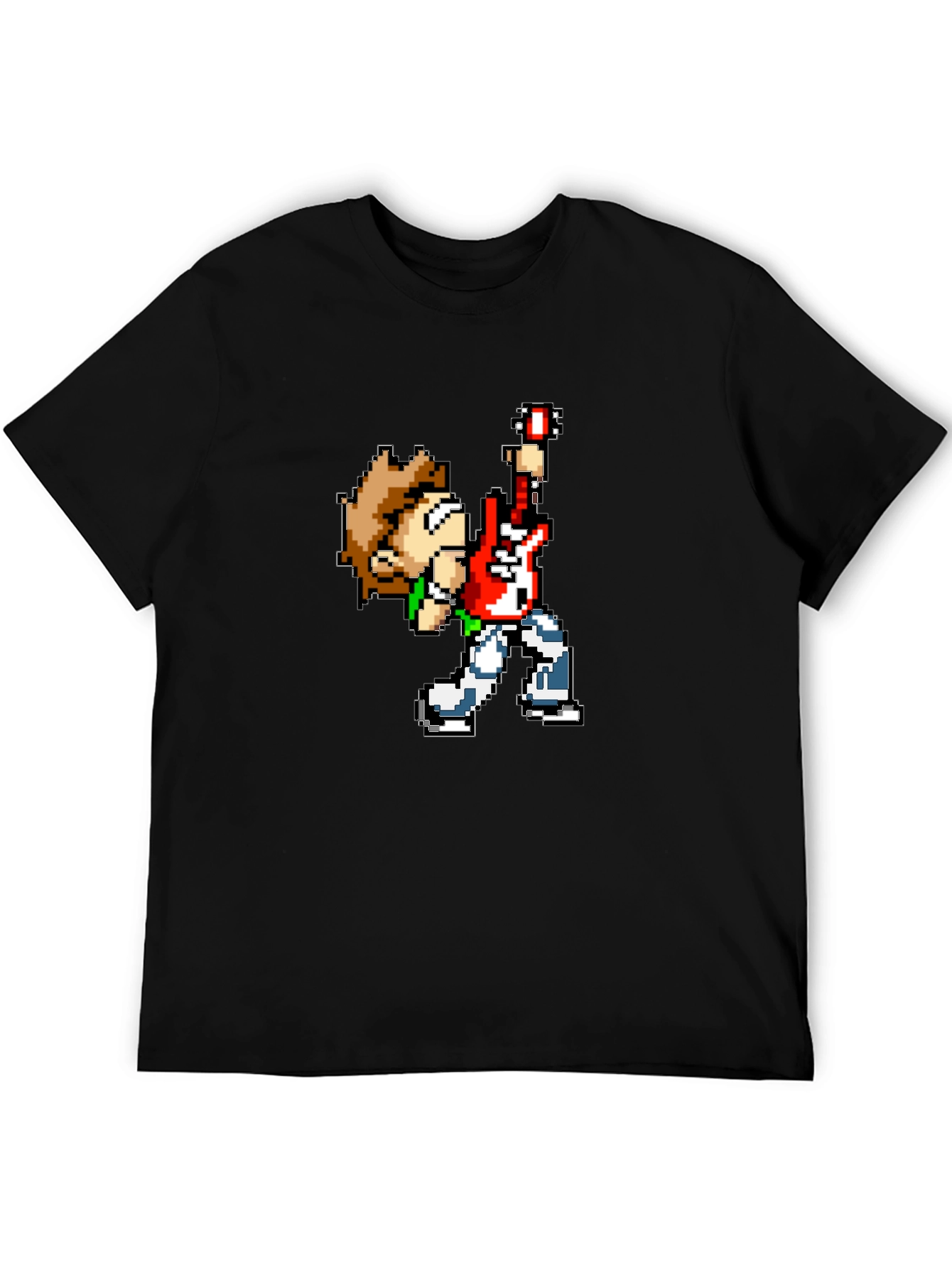 Pixel Art Rocker Black T-Shirt