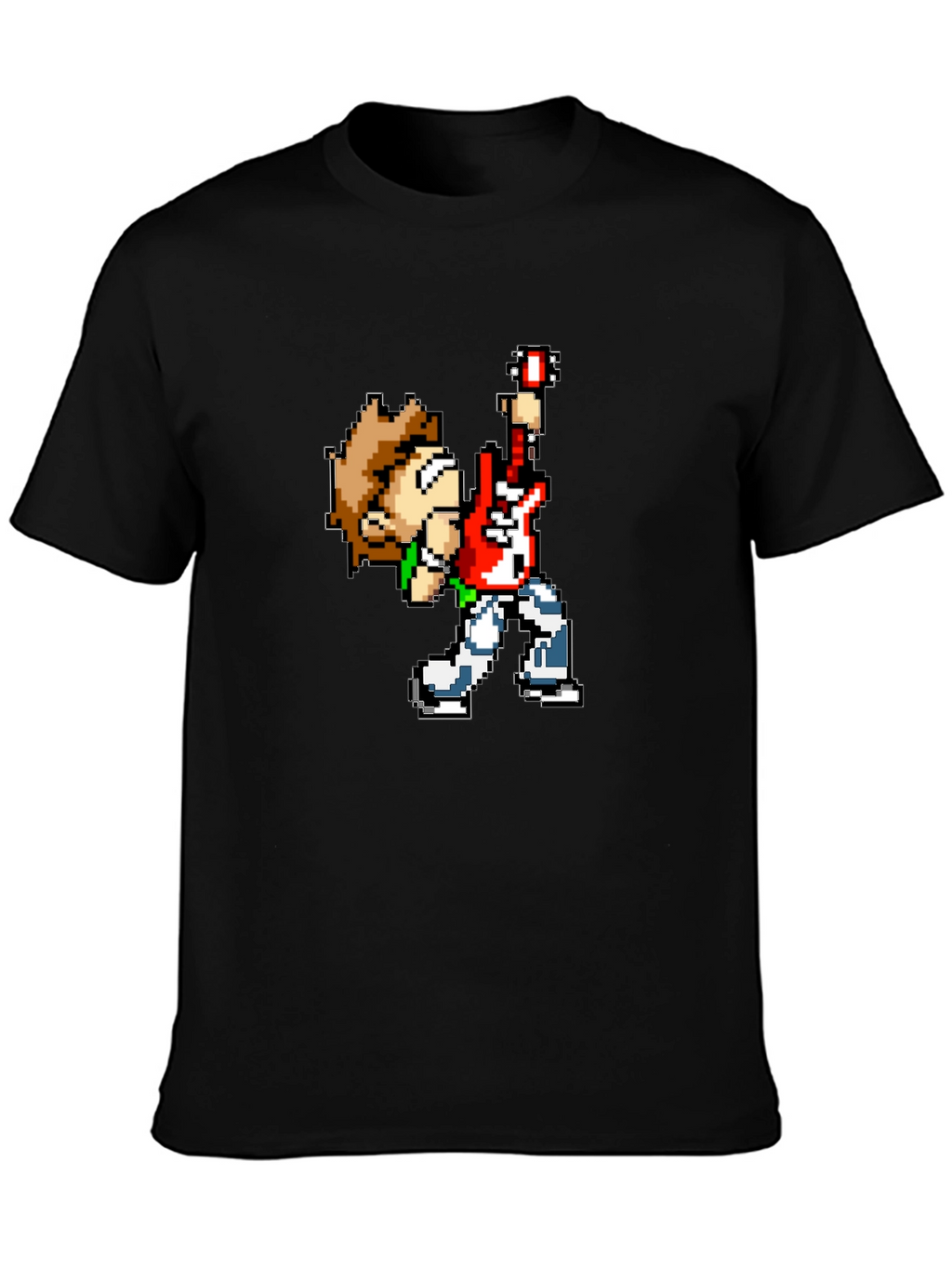 Pixel Art Rocker Black T-Shirt