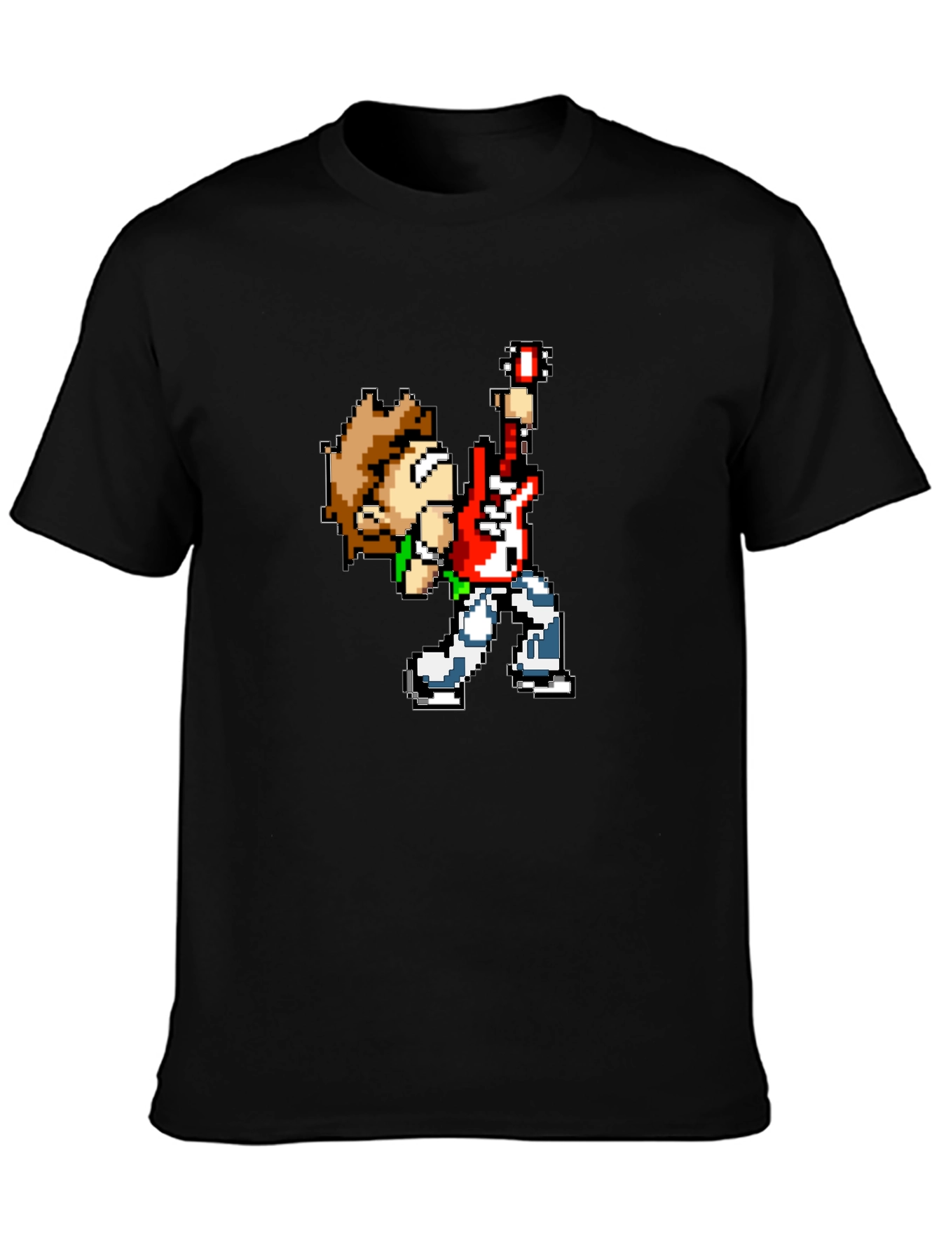 Pixel Art Rocker Black T-Shirt