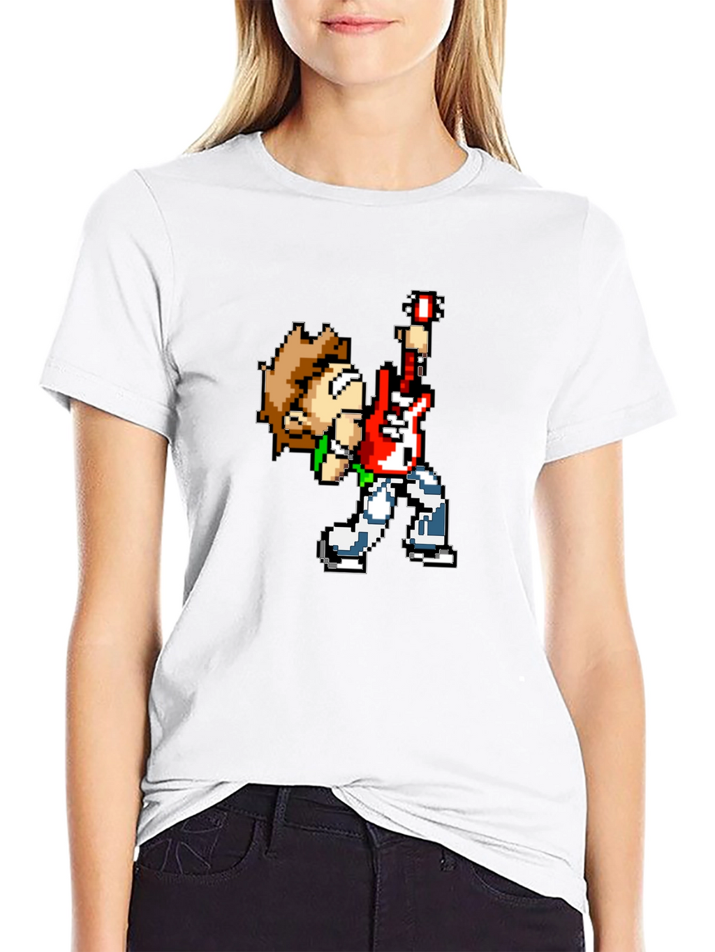 Pixel Art Rocker Black T-Shirt