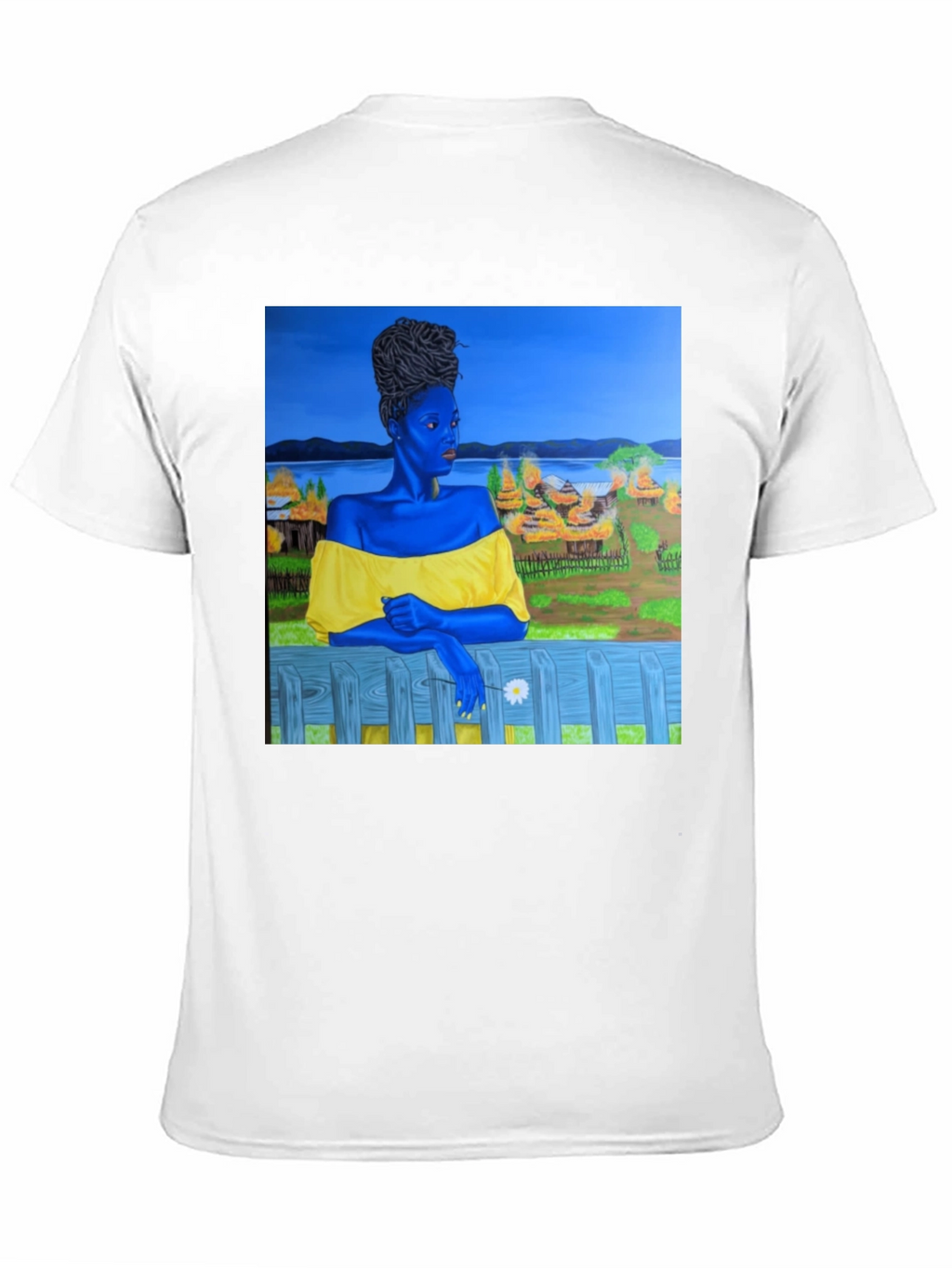 Black T-Shirt with Artistic Portrait Print