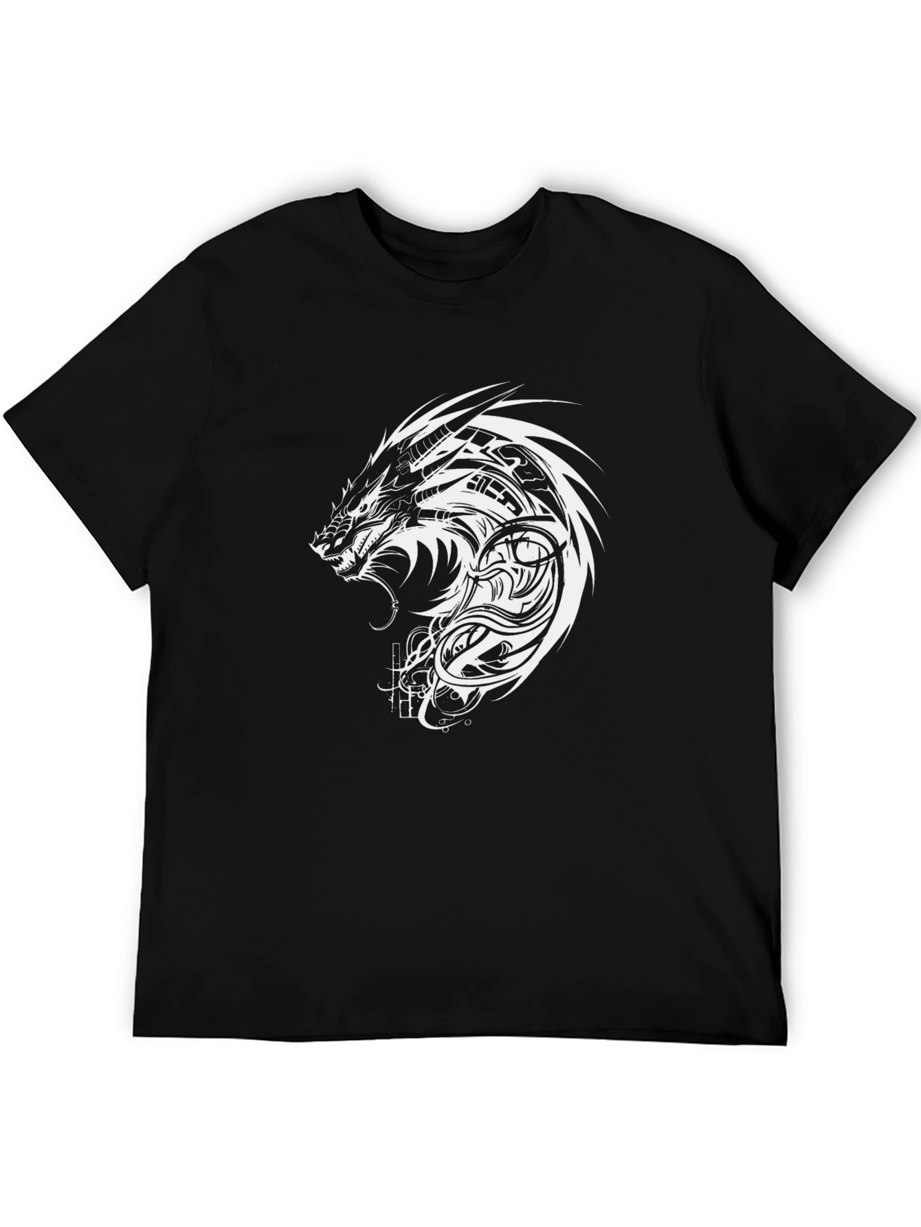 Dragon Graphic Black T-Shirt - Unique Tattoo Style Design