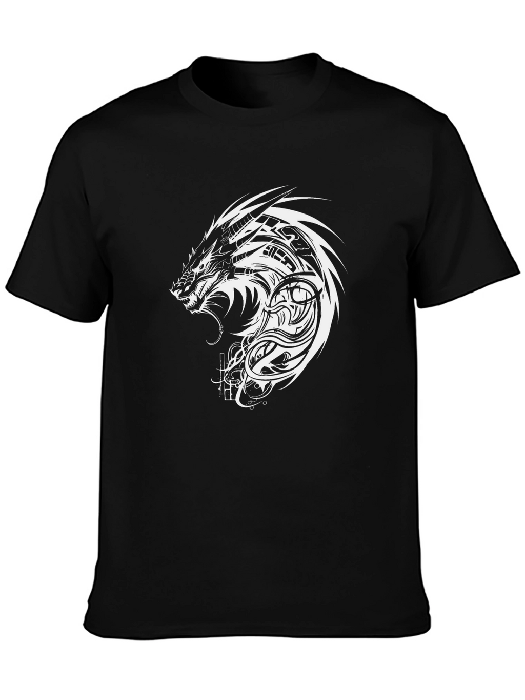 Dragon Graphic Black T-Shirt - Unique Tattoo Style Design