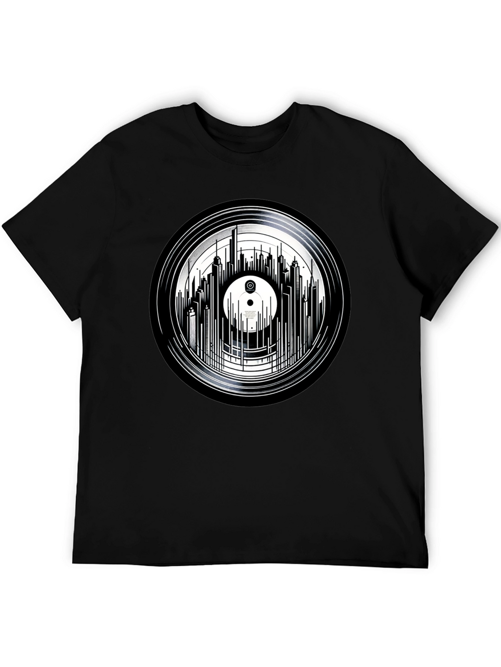 Vinyl Record Skyline Graphic Tee