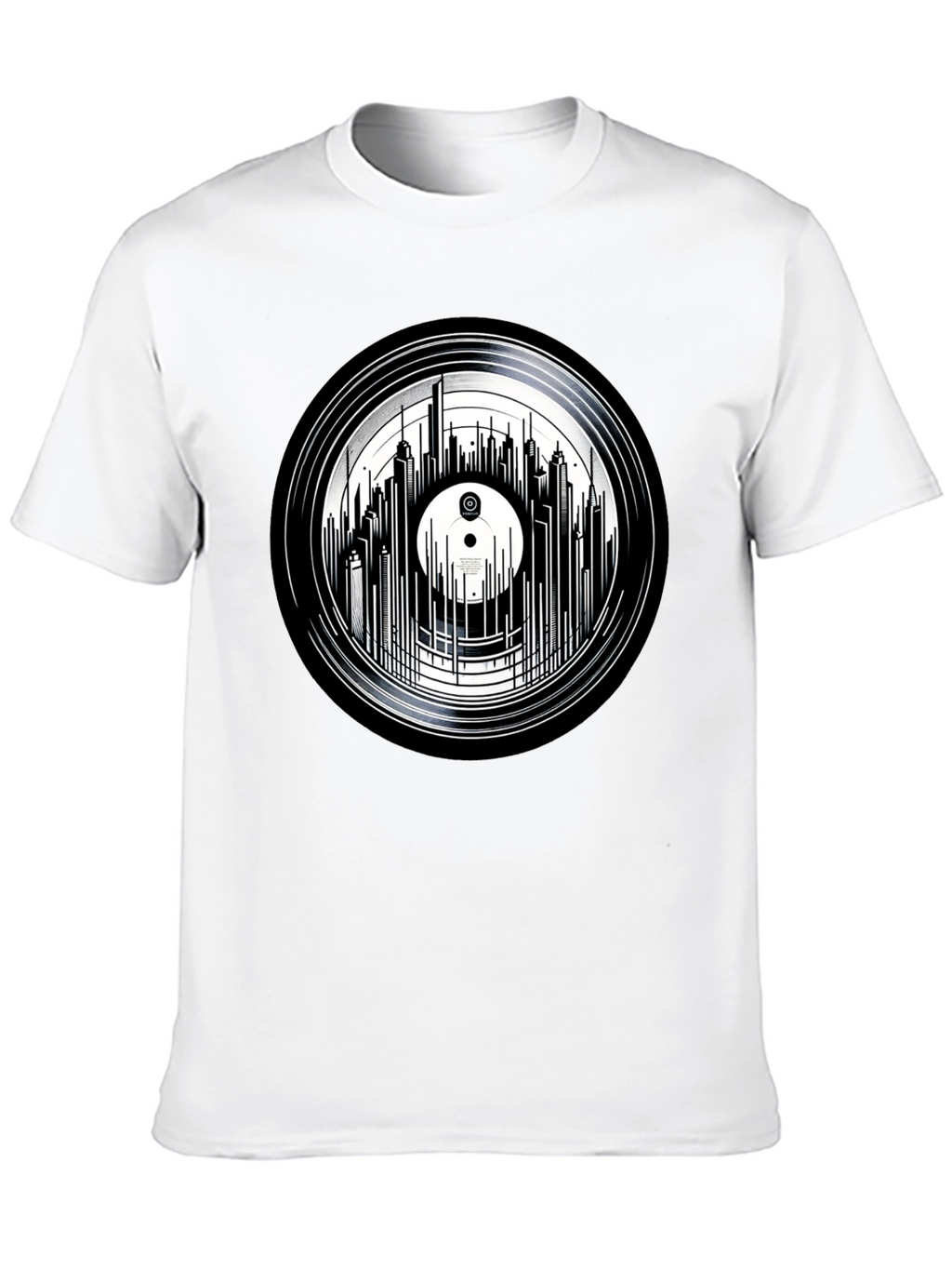 Vinyl Record Skyline Graphic Tee