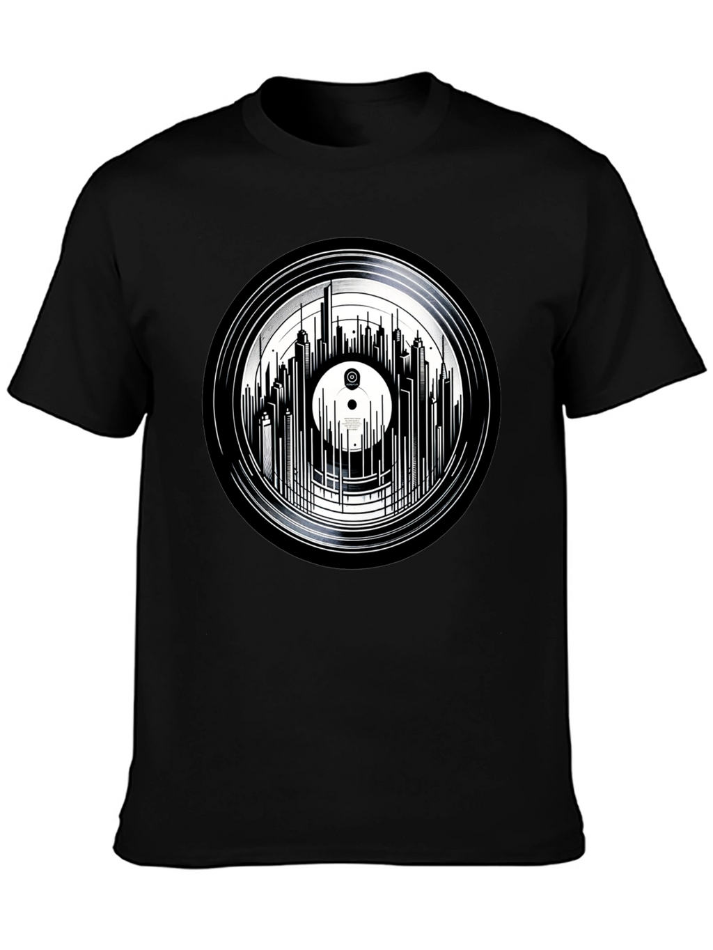 Vinyl Record Skyline Graphic Tee