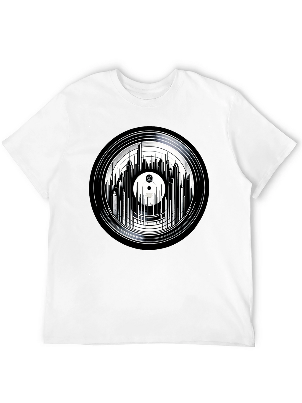 Vinyl Record Skyline Graphic Tee