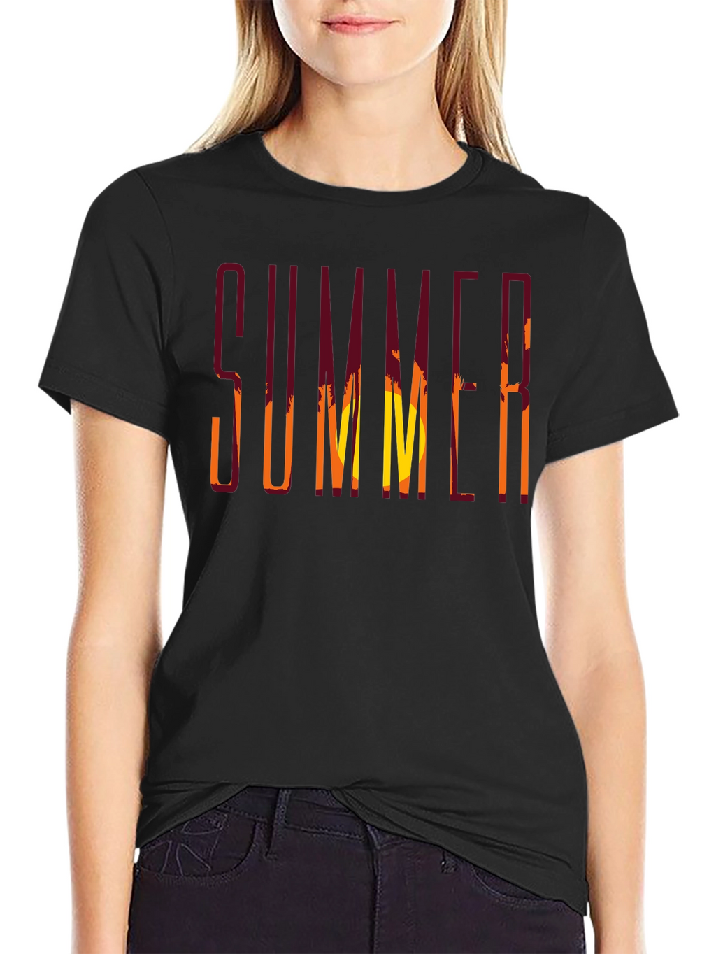 Summer Sunset Graphic T-Shirt - Relaxed Fit Black Tee
