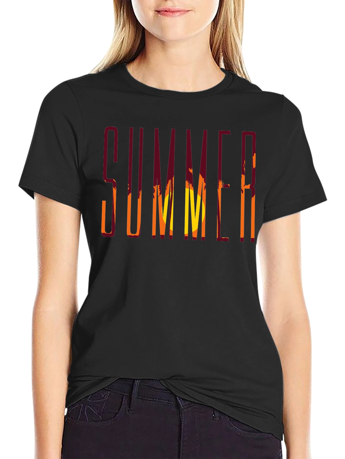 Summer Sunset Graphic T-Shirt - Relaxed Fit Black Tee