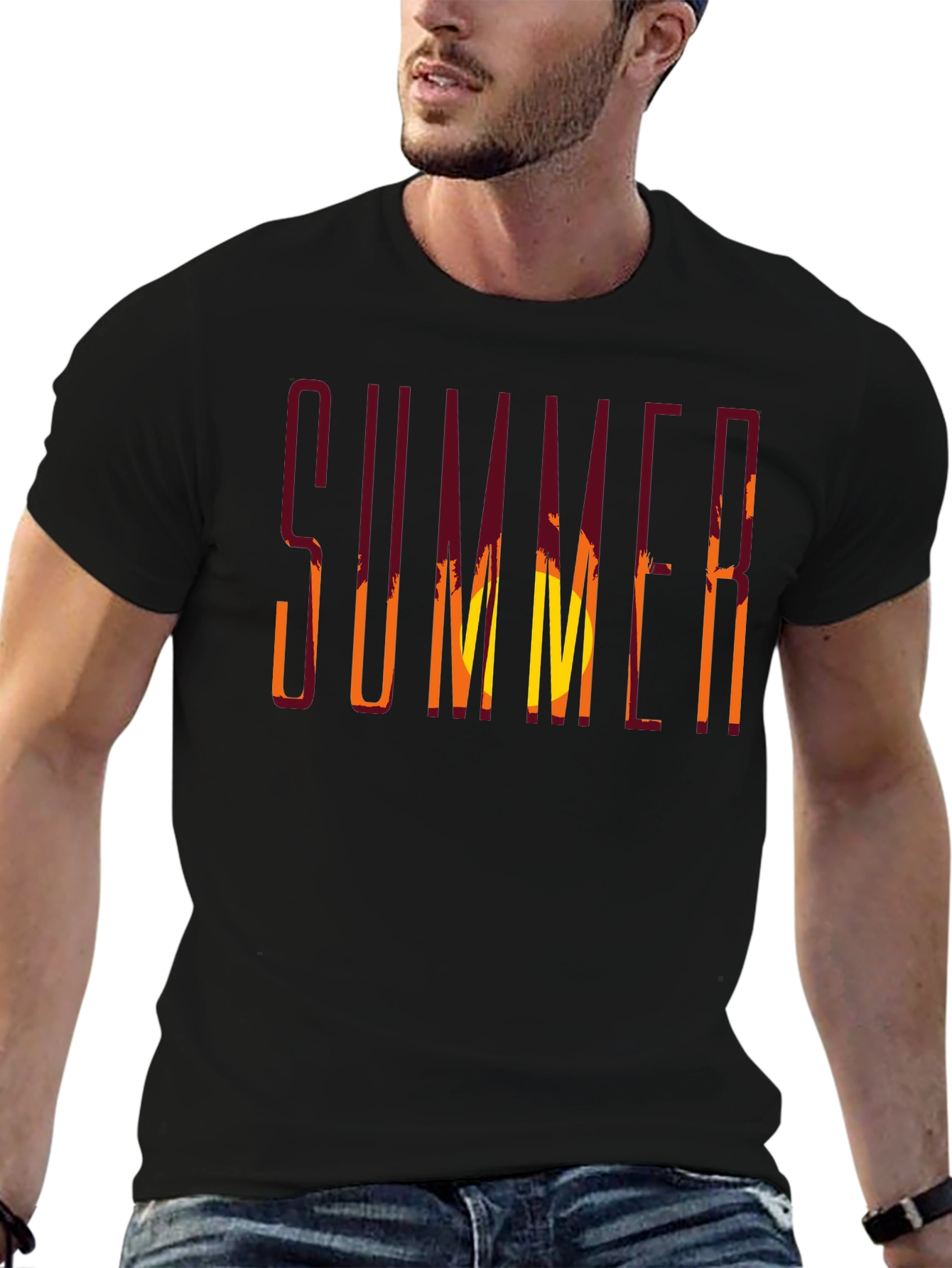 Summer Sunset Graphic T-Shirt - Relaxed Fit Black Tee