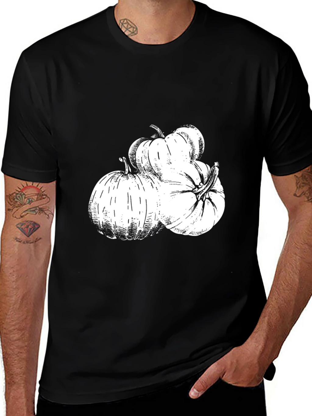 Pumpkin Patch Graphic Tee - Black Cotton Blend
